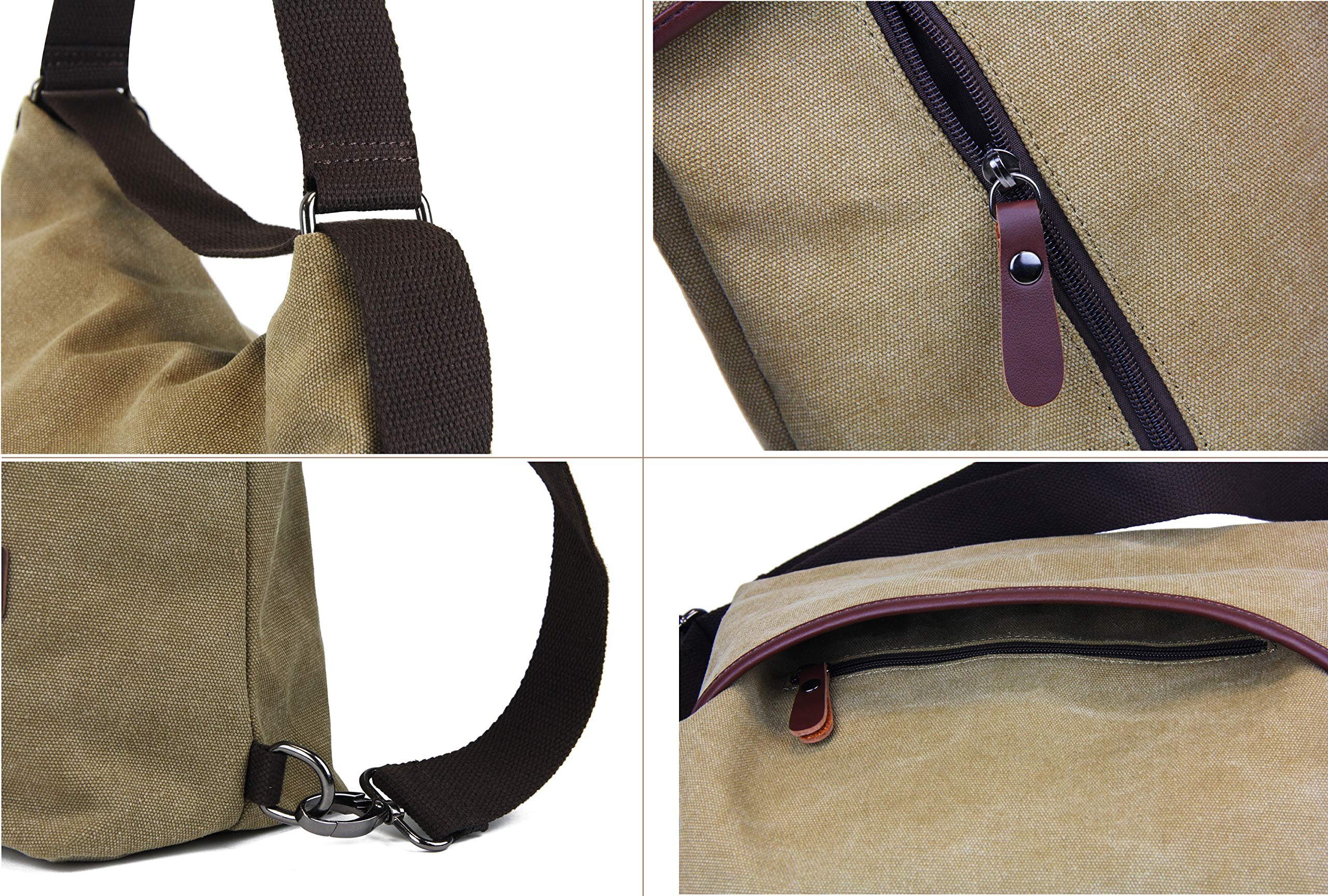 Frentree Schultertasche Canvas Damen Umhängetasche 3in1 Rucksack Handtasche, Anti Diebstahl, Vintage Hobo Tasche Schultertasche für Alltag Büro Schule Einkauf