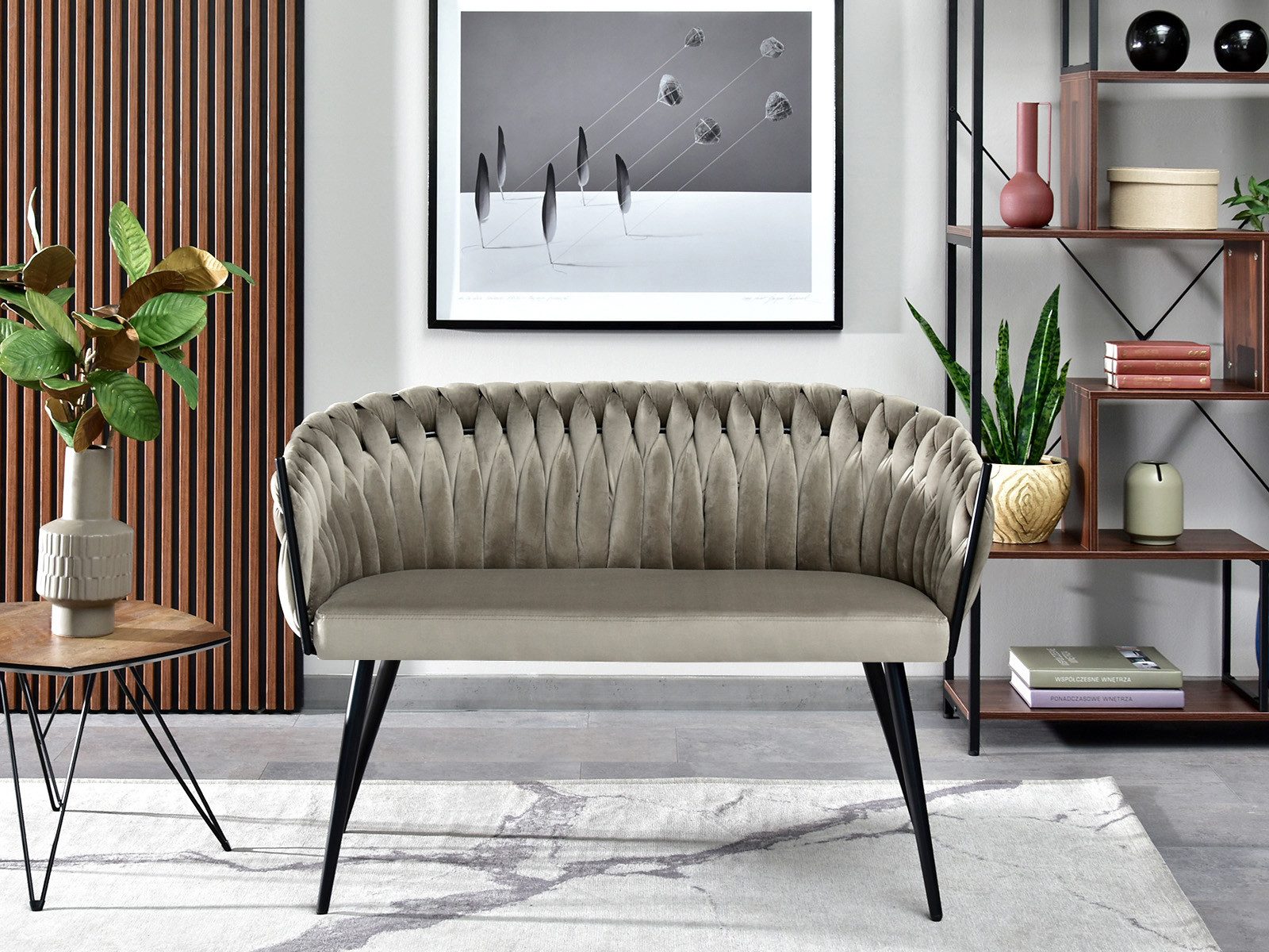 Compleo Polsterbank 2-Sitzer, Geflecht, velvet, ROSE perfekt für den Flur