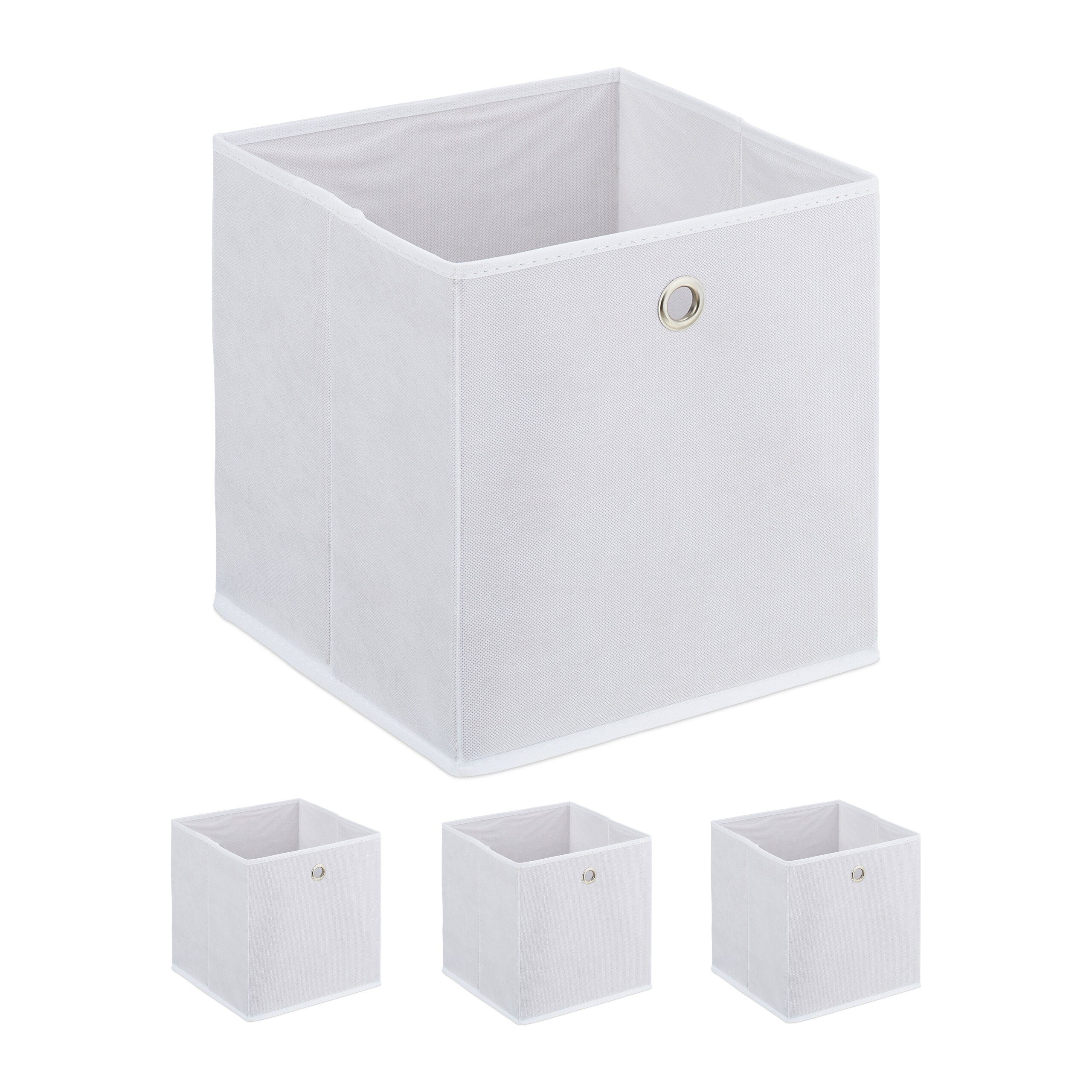 relaxdays Aufbewahrungsbox Weiße Aufbewahrungsbox im 4er günstig online kaufen