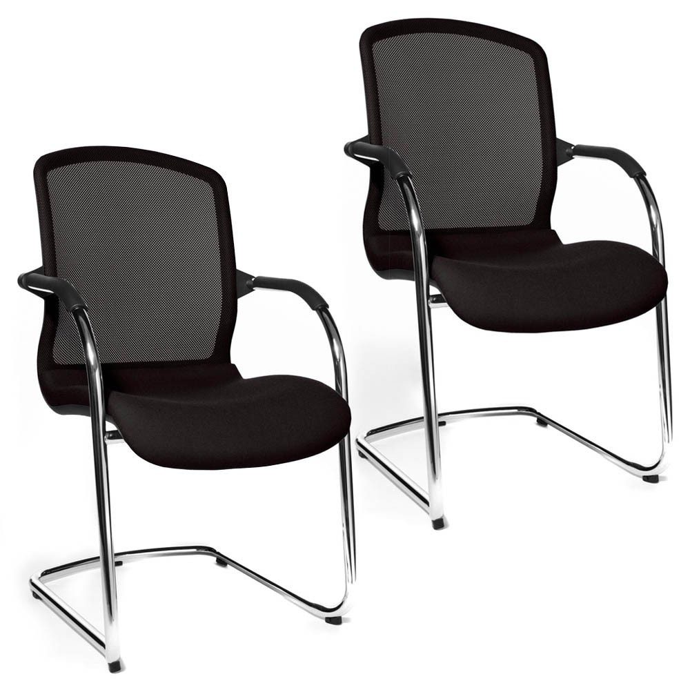 Besucherstuhl 2 Besucherstühle Freischwinger Open Chair 100 - schwarz