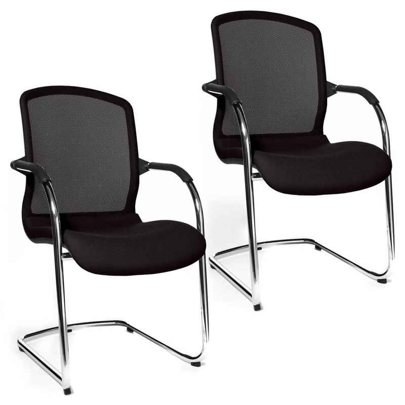 TOPSTAR Besucherstuhl 2 Besucherstühle Freischwinger Open Chair 100 - schwarz