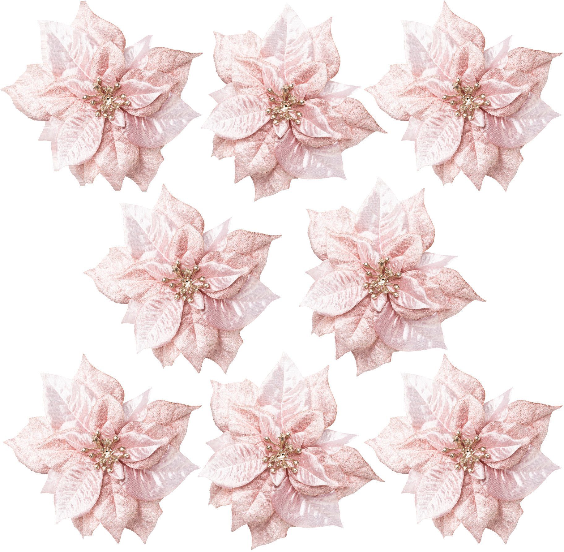 Creativ deco Weihnachtsbaumklammer Poinsettienblüte, Weihnachtsdeko, Christbaumschmuck (8-tlg), Ø ca. 17 cm