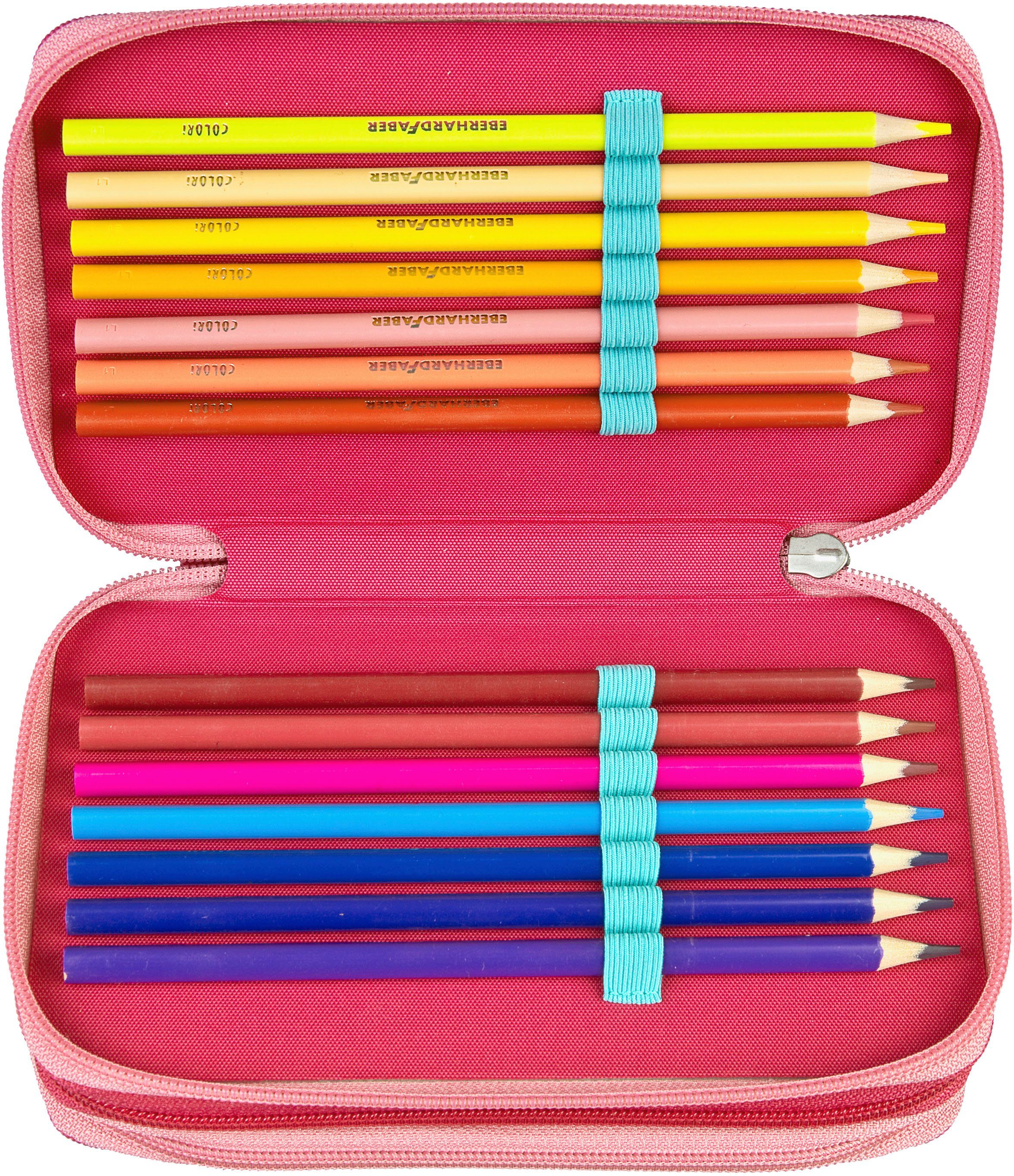 Scooli Federmäppchen Tripledecker, Bibi & Tina, befüllt, inklusive Geodreieck