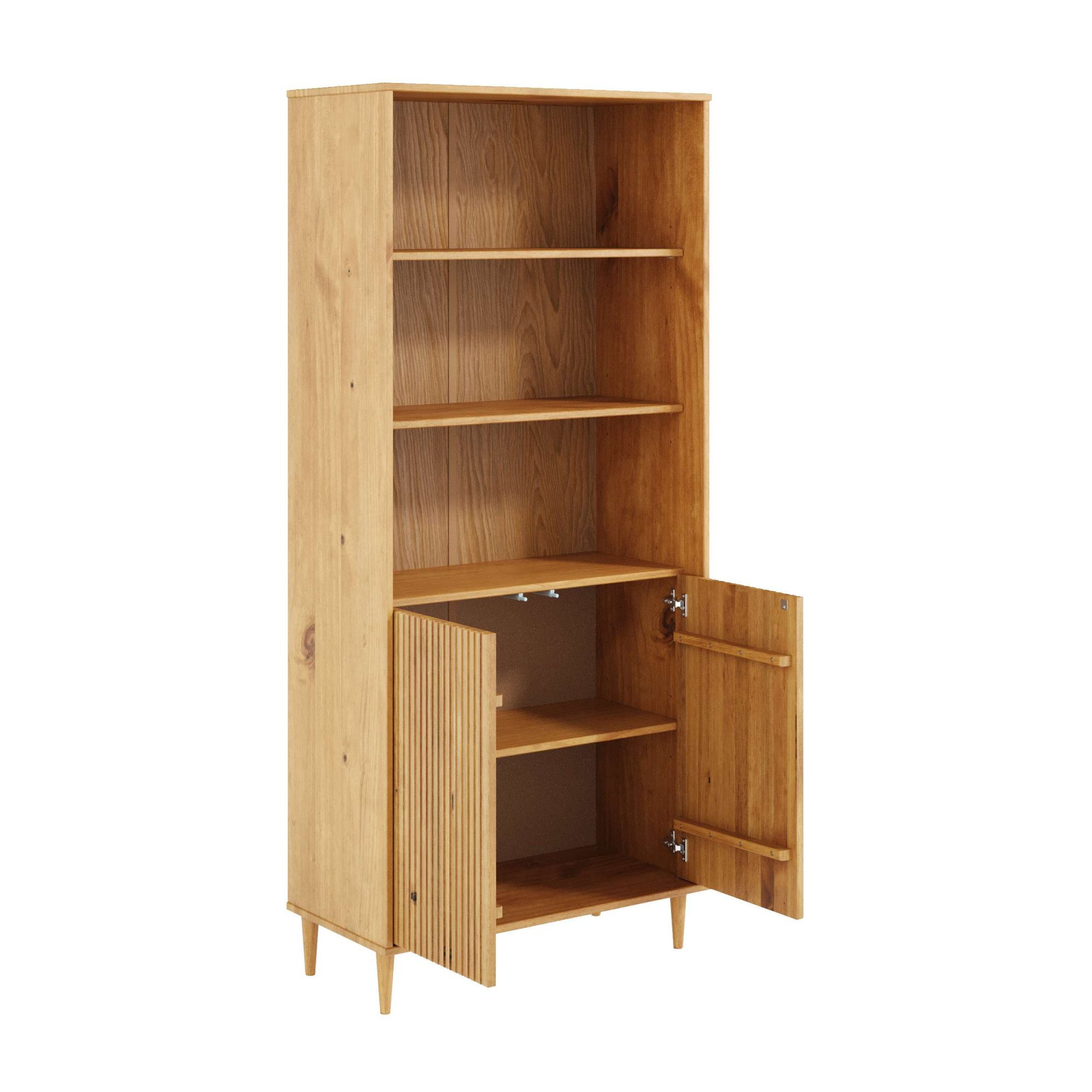 OTTO home Bücherregal Malmedy Front mit gefrästen Rillen, Bücherschrank aus massivem Kiefernholz, Push-to-open, FSC, B: 80 cm – Bild 4 von 5