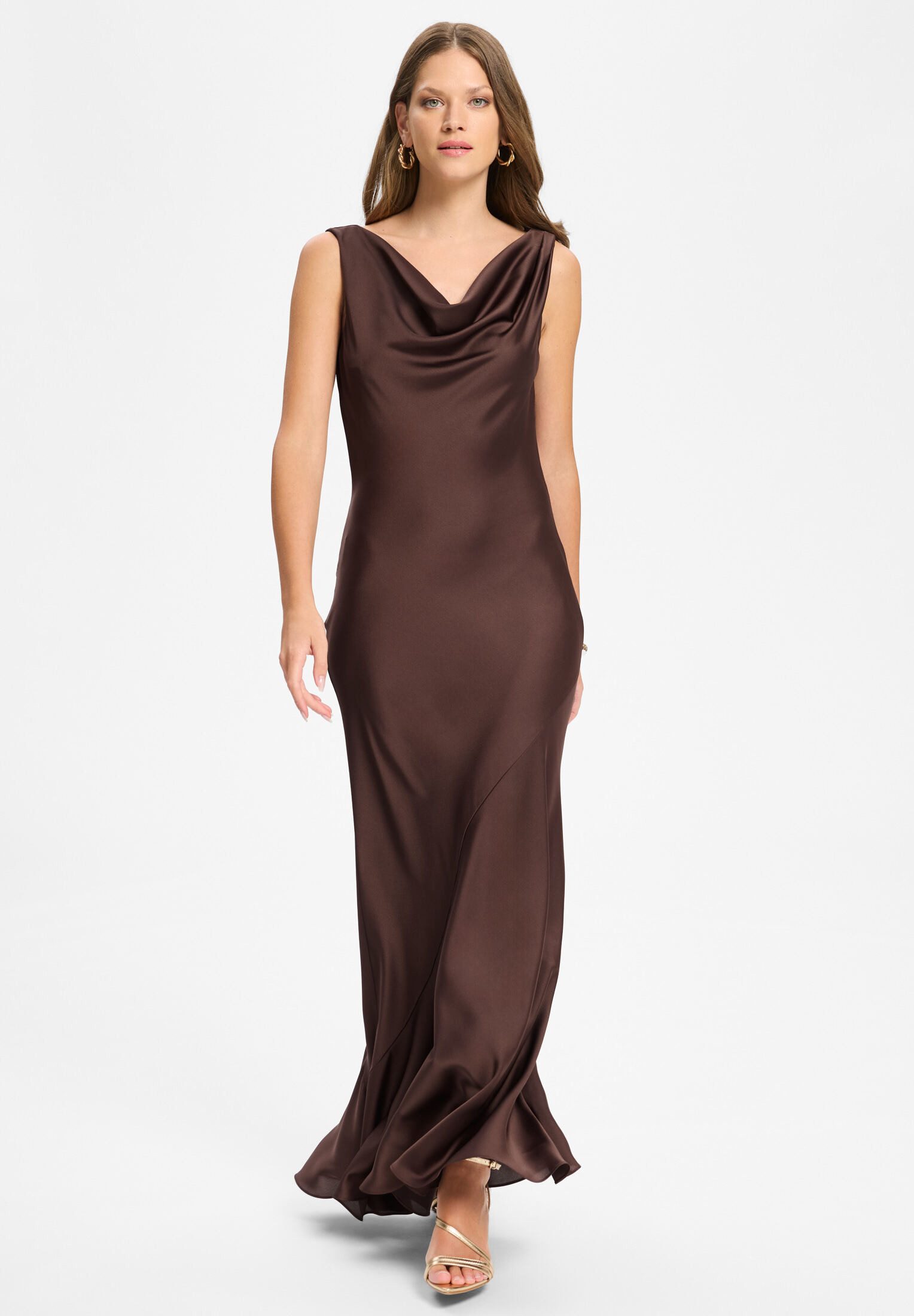 SWING Abendkleid - Abendkleid aus Satin mit Wasserfall Ausschnitt Figurbetonte Passform