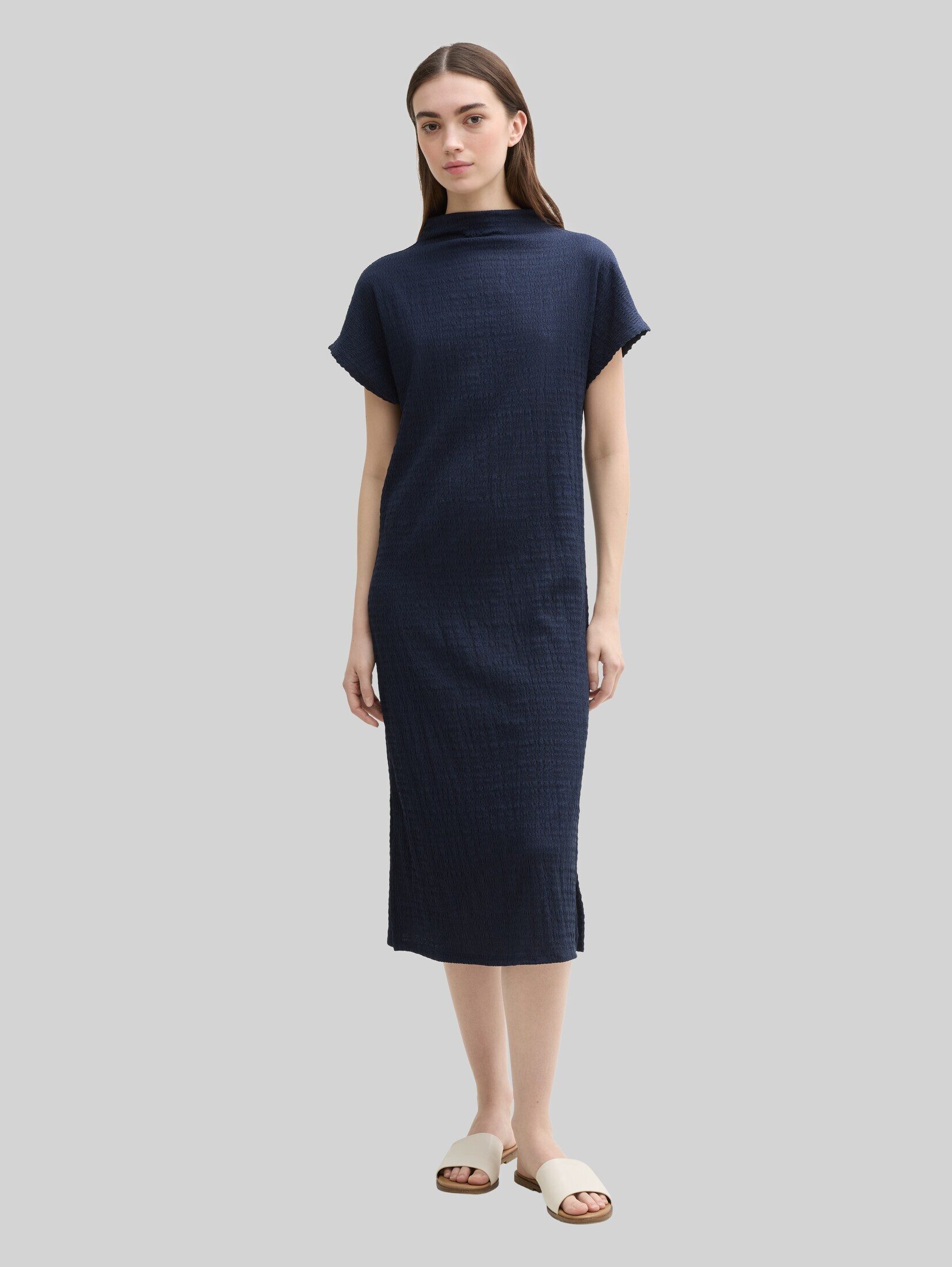 TOM TAILOR Denim Sommerkleid Kleider & Jumpsuits Midi-Kleid mit Stehkragen