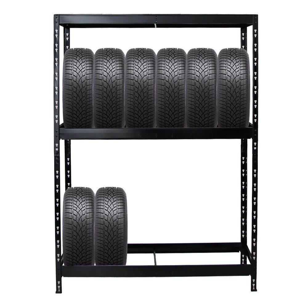 PROREGAL® Schwerlastregal Reifenregal Räderregal Garagenregal TIGER mit Ablage, Für Winterreifen Sommerreifen Allwetterreifen mit Fachböden