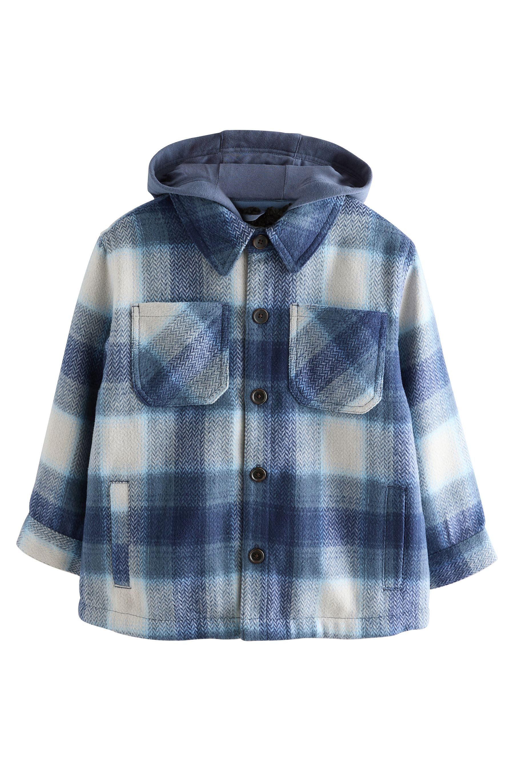 Next Hemdjacke Karierte Hemdjacke mit Kapuze und Borgfutter (1-St)
