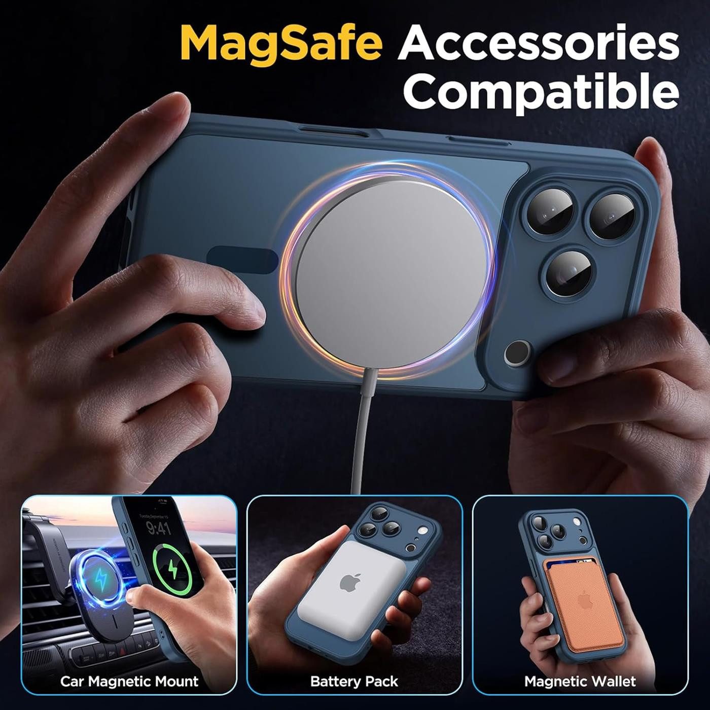 CoolGadget Handyhülle Magnet-Hülle für iPhone 17 Pro Schutzhülle magnetisch 6,3 Zoll, Hülle Matt Stoßfest kompatibel mit Magsafe Zubehör Kameraschutz Case – Bild 5 von 5