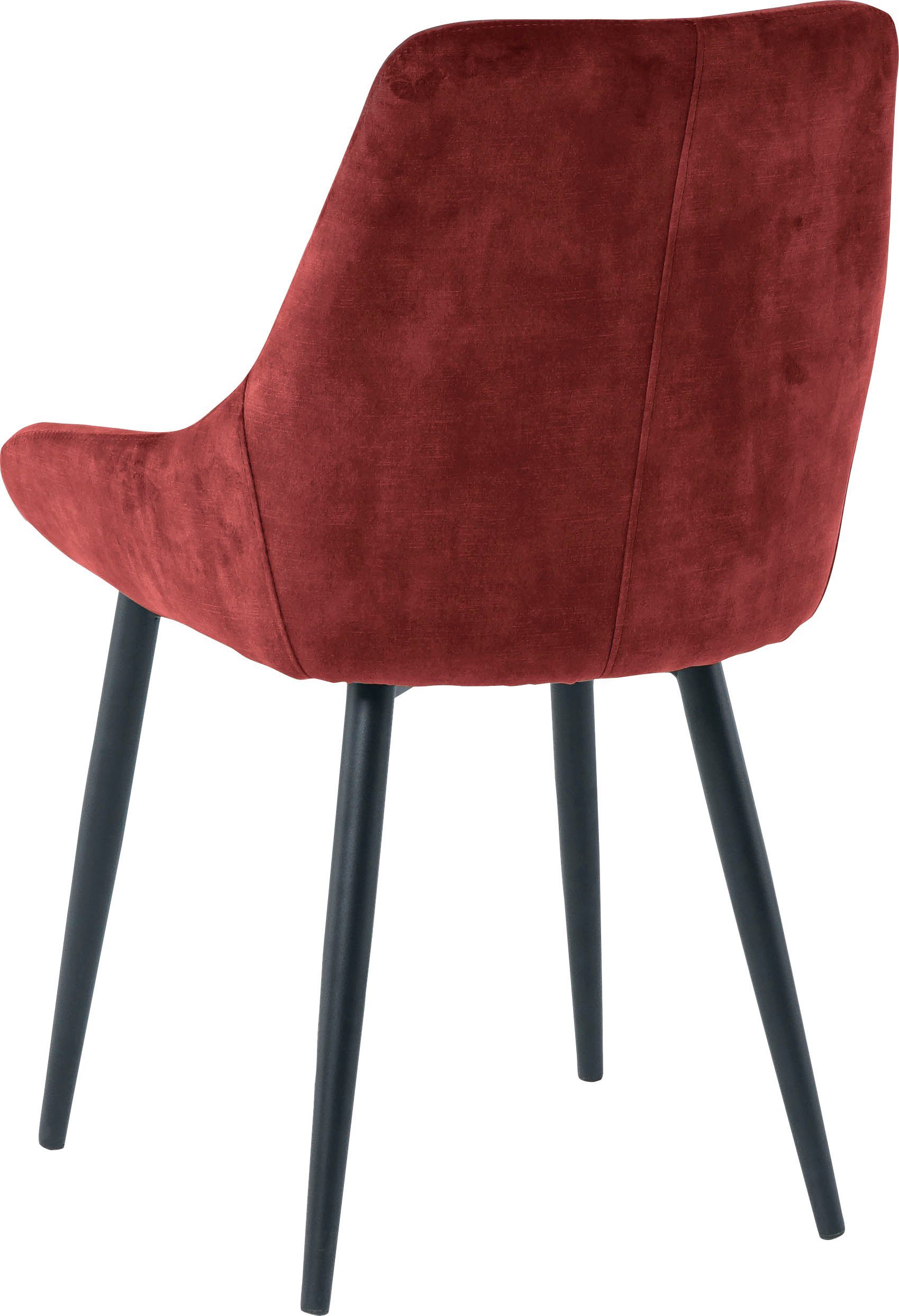 2 Polsterstuhl (Set, Samtoptik | Rot SIT St), Rot/schwarz in Bezug glamouröser