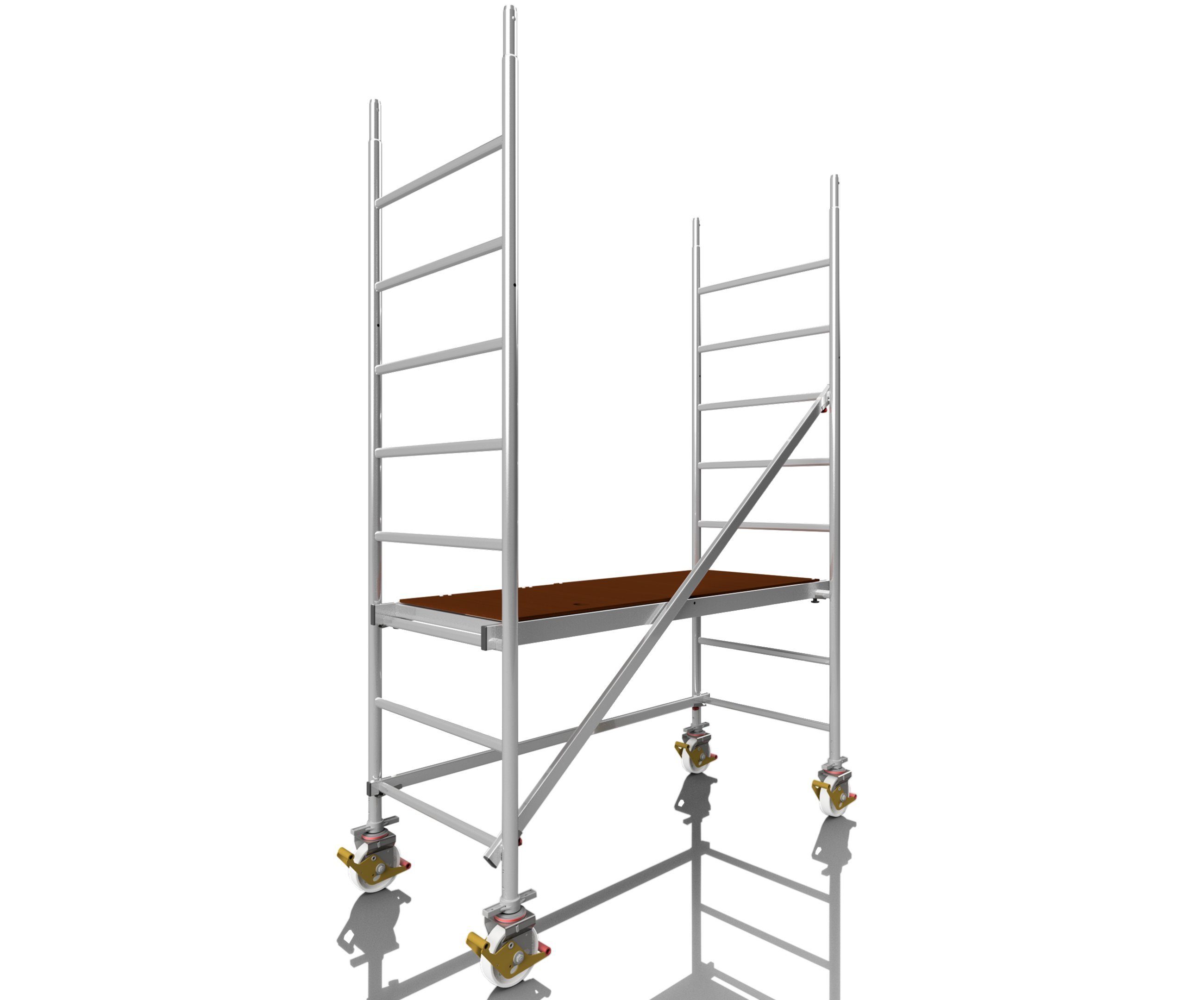 ALTEC Aluminium Fahrgerüst Rollfix 2.0 mit Ø150mm Rollen & Wandanker, Made in Germany, maximale Arbeitshöhe 10 Meter