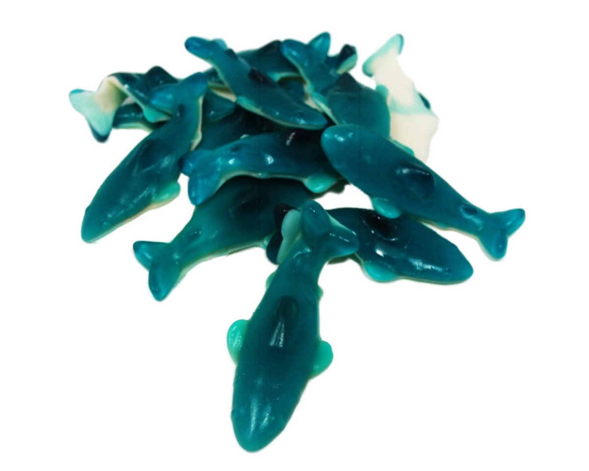 Ravazzi Gummy Süßigkeit, Ravazzi Fruchtgummi XL blaue Haie mit Pfirsich Geschmack 1000g