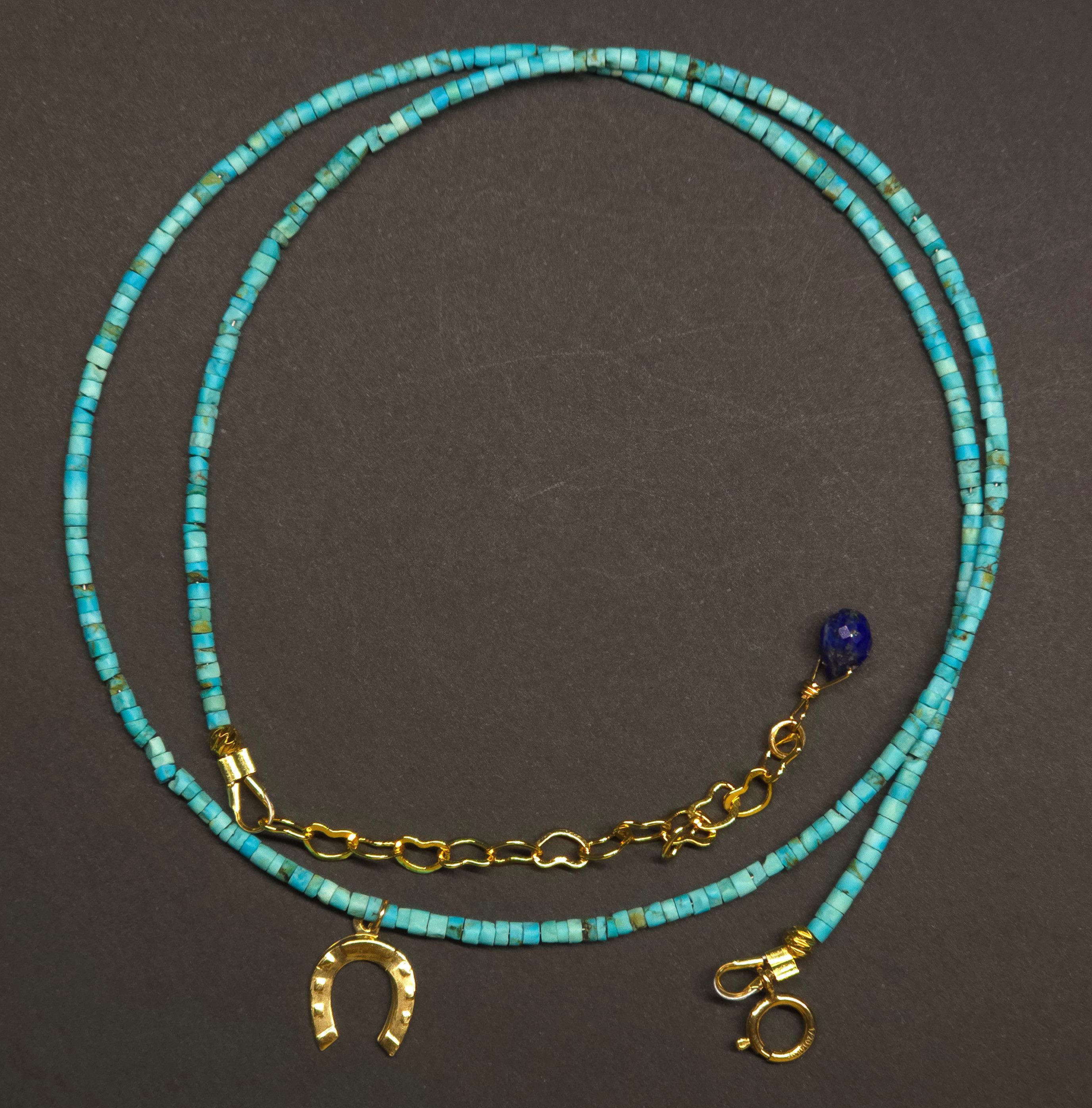 GOLDEN Kette mit Anhänger Feine Türkis Kette 14K Gold Filled Hufeisen Glücksanhänger