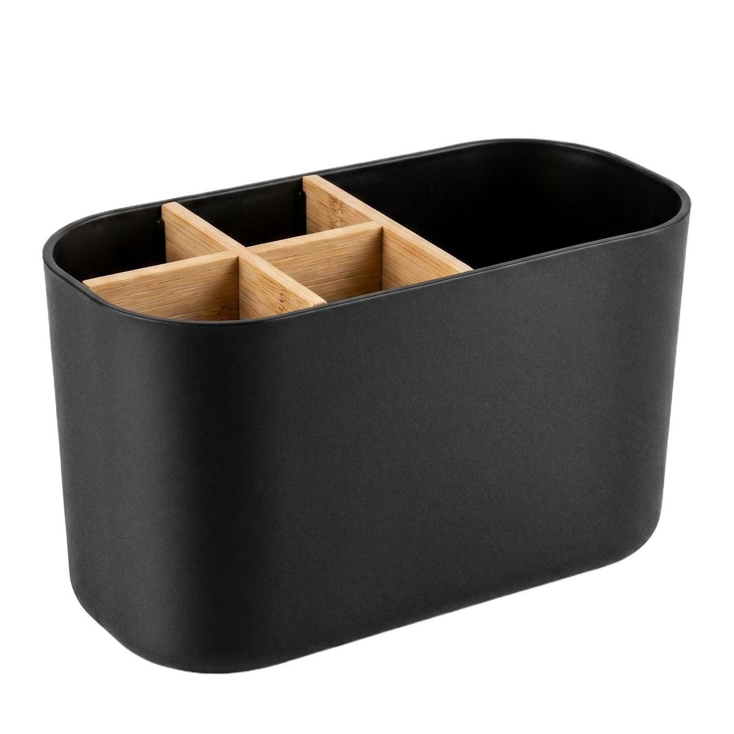 LuxusKollektion Zahnbürstenhalter Zahnbürstenhalter Kunststoff Schwarz Organizer, (1-St)