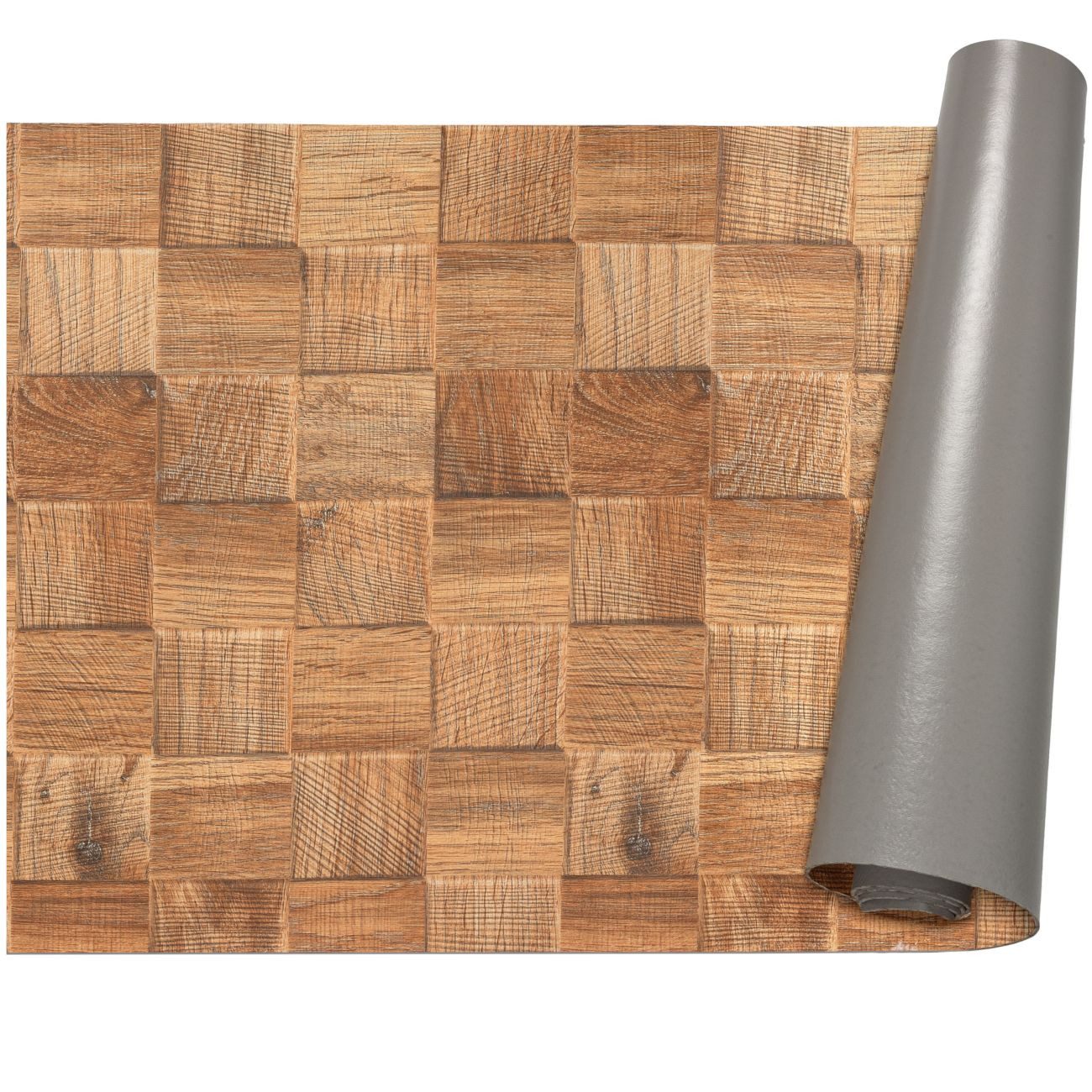 ANRO Küchenläufer abwaschbar Holz LADY Läufer stark pflegeleicht Küchenteppich, Rechteckig, Höhe: 3 mm, robust schmutzabweisend 67x100cm Patchwork Braun robust