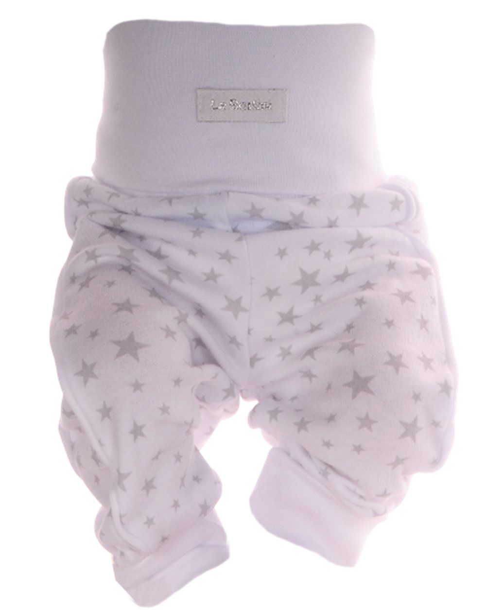 La Bortini Schlupfhose Baby Hose Mitwachshose in Grau oder Weiß mit Sternchen aus Baumwolle, neutral, 44 50 56 62 68 74 80 86 92 98