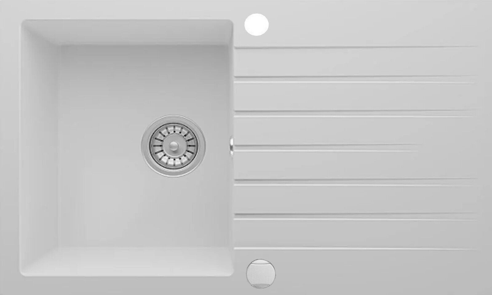 Homeline Granitspüle Homeline Granitspüle »LADY Weiß Granitspüle Küchenspüle Granit Siphon, rechteckig, 76/44 cm, (1 St)