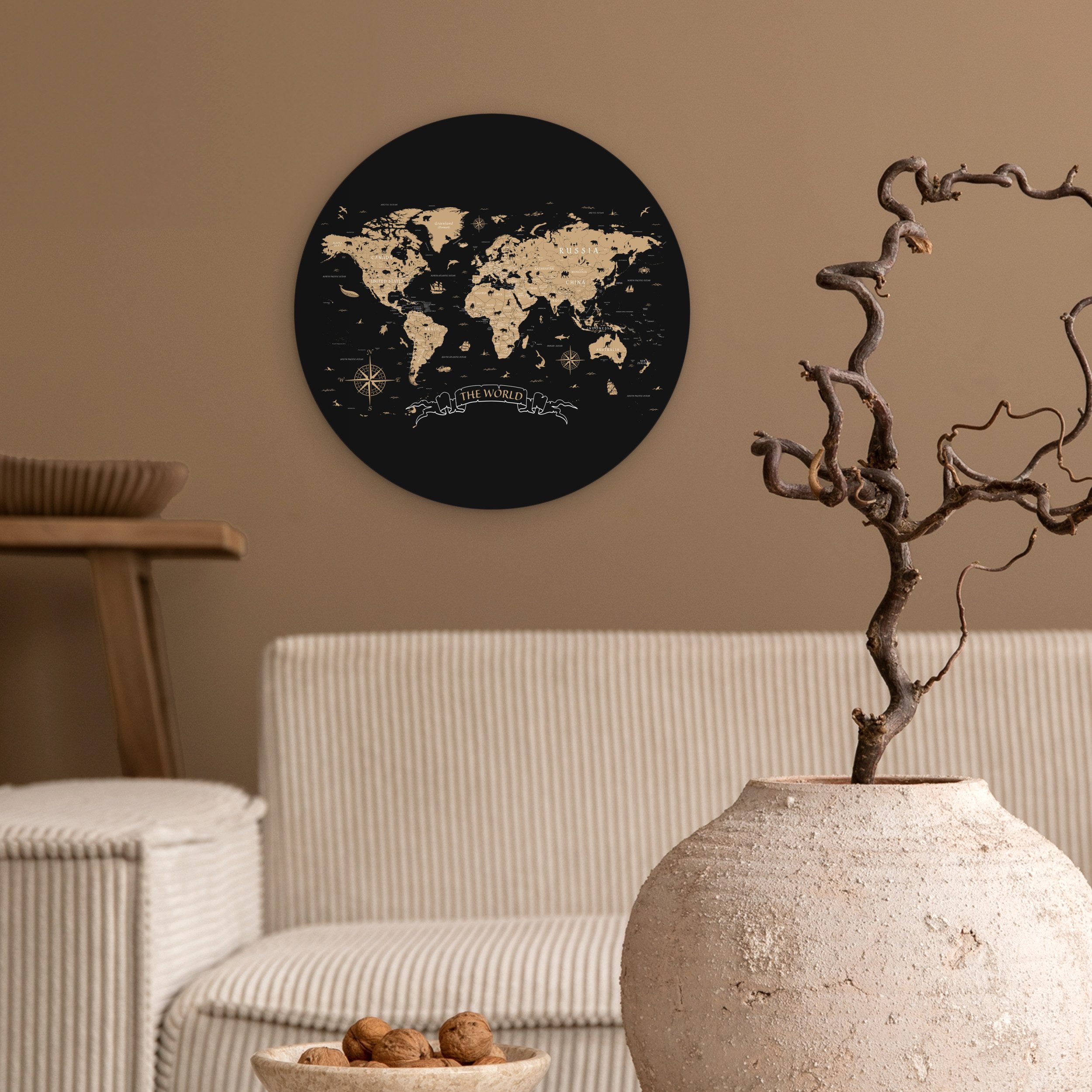 MuchoWow Gemälde Weltkarte - Beige - günstig online kaufen