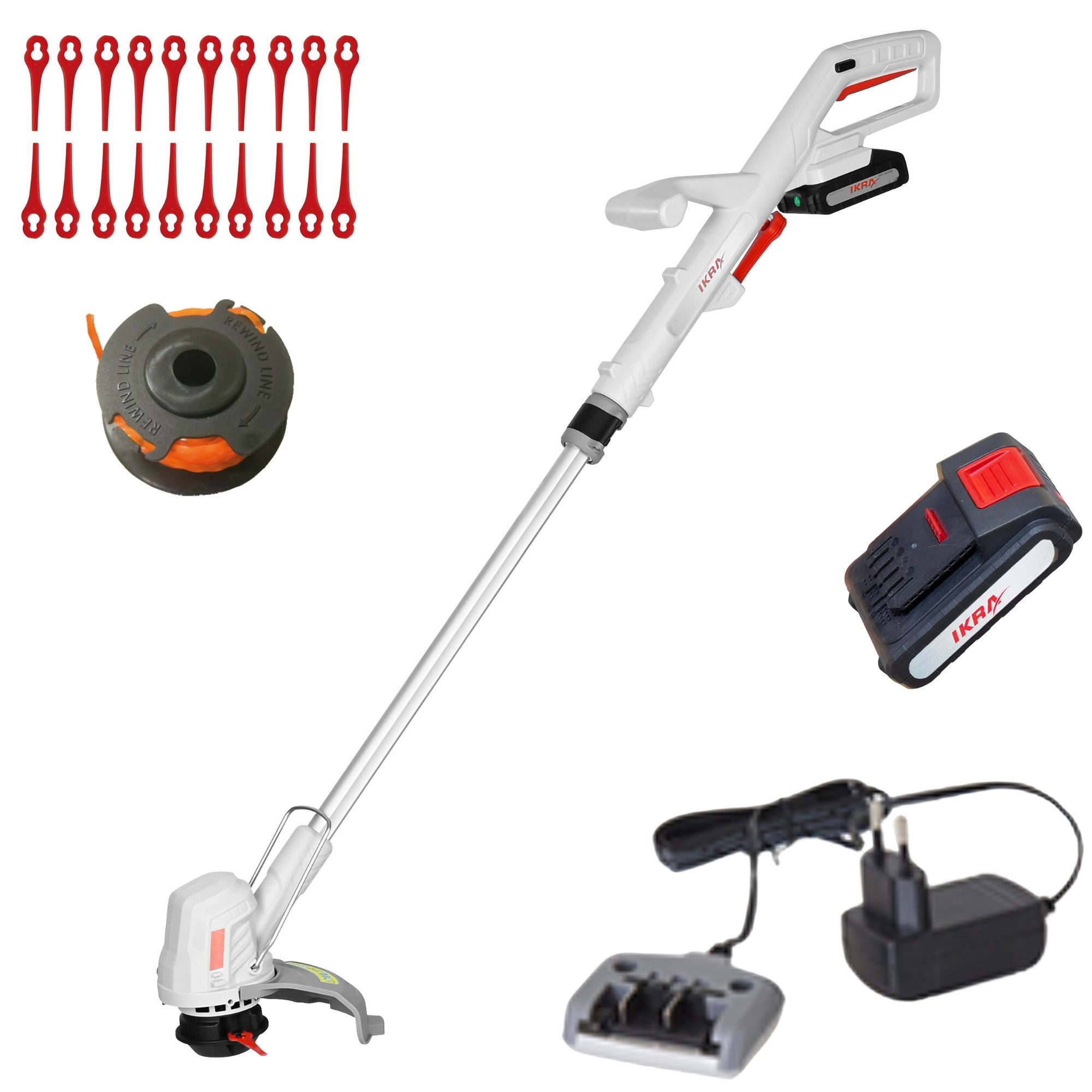 ikra GmbH Akku-Rasentrimmer IART 2025, 22 cm Arbeitsbreite Messer, 25,4 cm Arbeitsbreite Faden, 20V Akku - Mit Twin-Schneidsystem 2-in-1