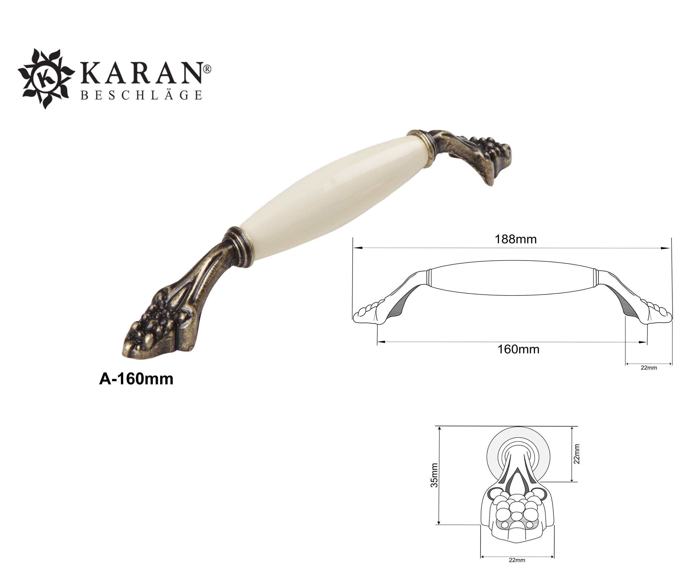 Porzellan Schrankgriff, Schubladengriff, BESCHLÄGE Möbelgriff, Möbelgriff KARAN