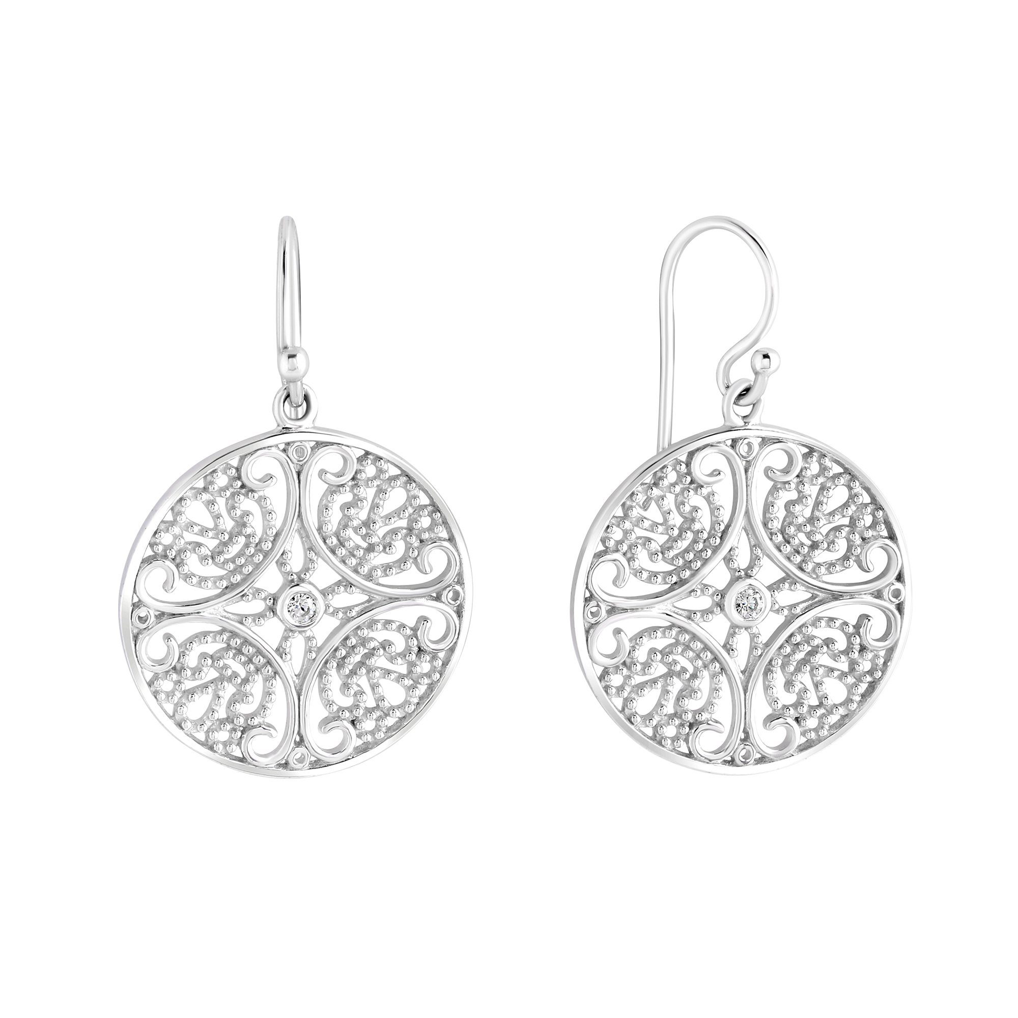 Zeeme Paar Ohrhänger 925 Sterling Silber rhodiniert mit Zirkonia weiß