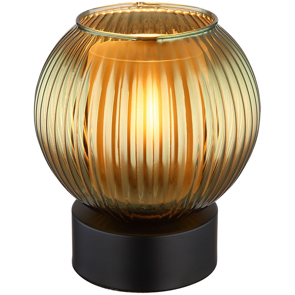 GLOBO LIGHTING Tischleuchte, Leuchtmittel nicht inklusive, Tischlampe Nachttischlampe Tischleuchte Retro Glas Wohnzimmerlampe