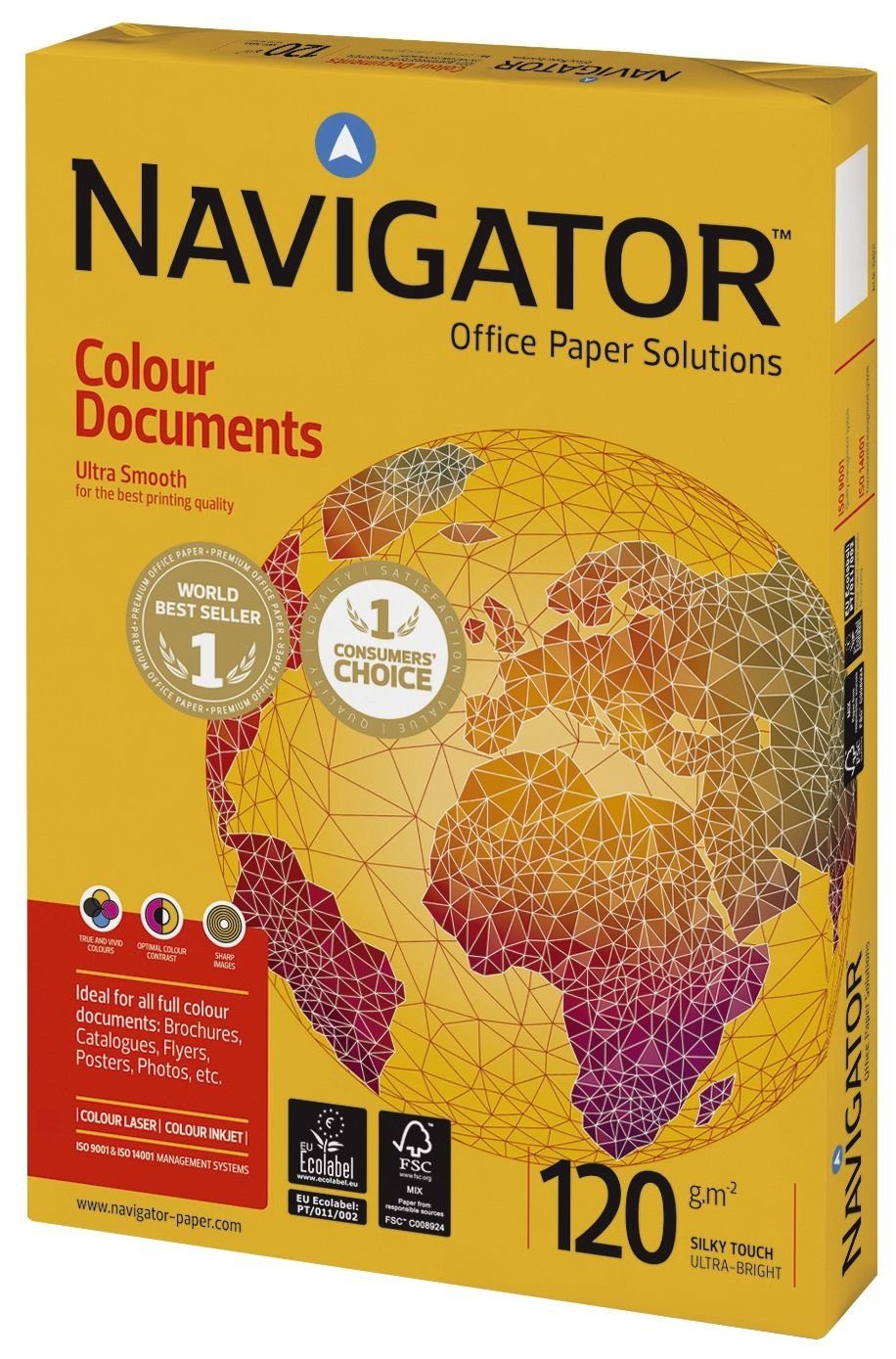 NAVIGATOR Druckerpapier Navigator N12A4 Colour Documents - A4, 120 g/qm, weiß, 250 Blatt