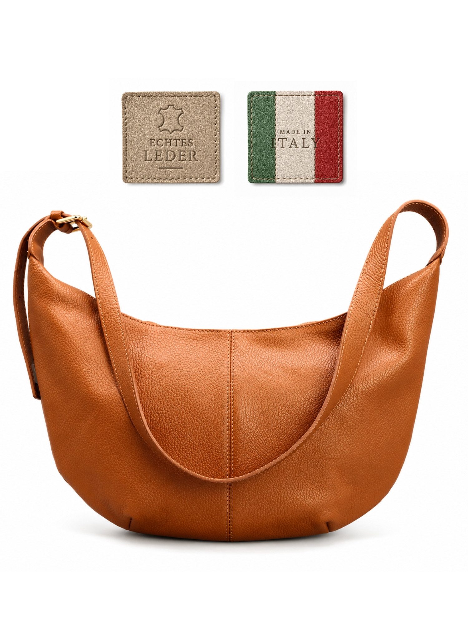Adel Bags Schultertasche Lunara Echtleder Schultertasche Damen Hobo Bag Made in Italy (Einzelartikel), 100 % Echtleder Made in Italy mit verstellbarem Schulterr – Bild 2 von 5