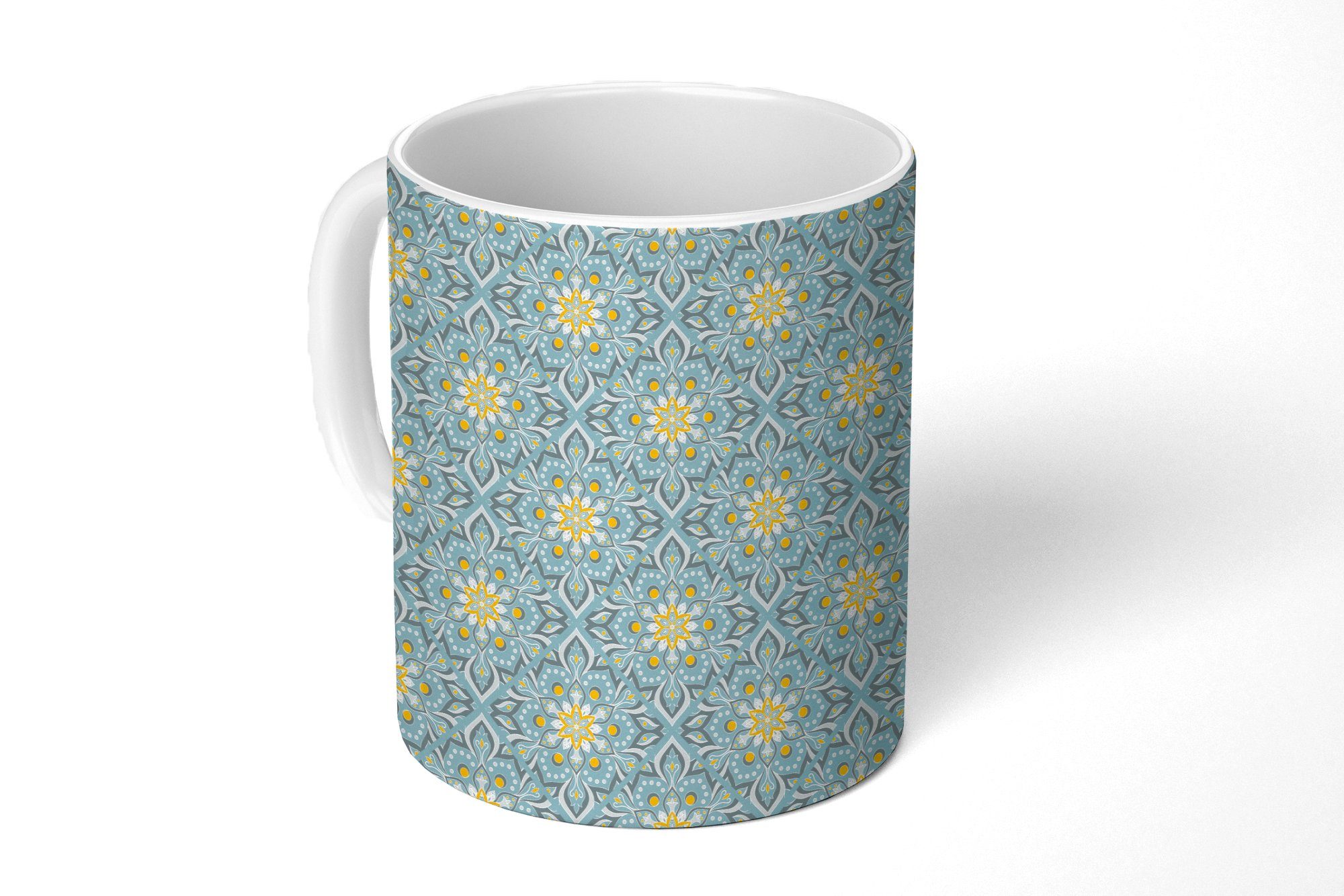 MuchoWow Tasse Blumen - Boho Geschenk Vintage, Teetasse, Teetasse, - Kaffeetassen, Mandala - - Muster Keramik, Becher