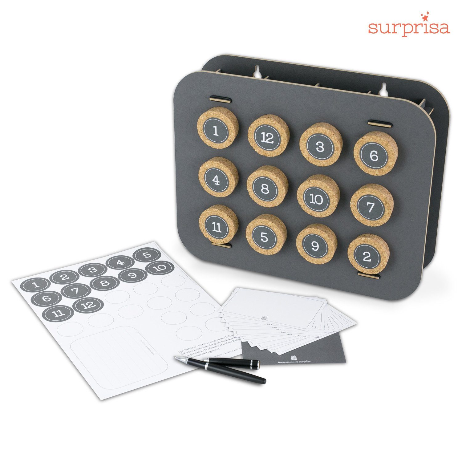 SURPRISA Kalender zum Selbstbasteln Geschenk-Kalender mit 12 Fächern zum Geburtstag, Geburt oder Hochzeit, Kreative Geschenkverpackung für individuelle Geschenke
