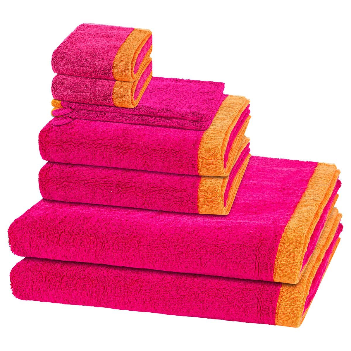 Cawö Handtuch Set Lifestyle Splash, Walkfrottee (Spar-Set, 8-St), 2 X Wasch- 2 X Gäste- 2 X Dusch- 2 X Handtuch im Set - Baumwolle