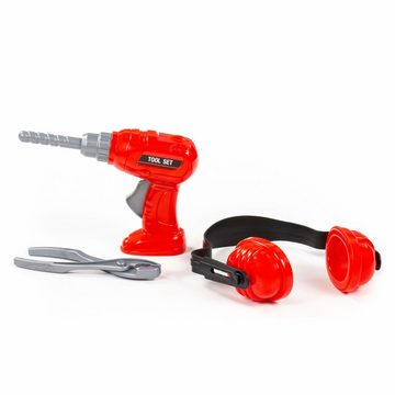 LEAN Toys Kinder-Werkzeug-Set Werkzeugset Schraubenzieher Ohrenschützer Zange Werkstatt Basteln Set