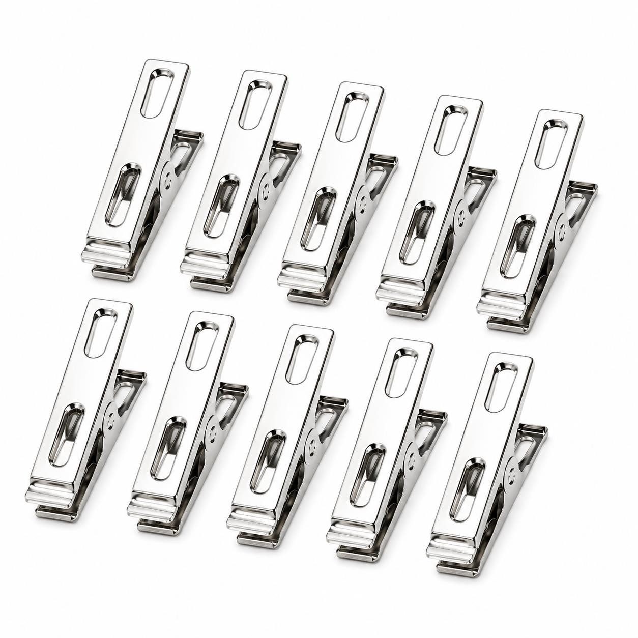 BAYLI Verschlussklammer 10er Set Wäscheklammern Edelstahl [4,5cm x 1cm], Mehrzweck Klammern