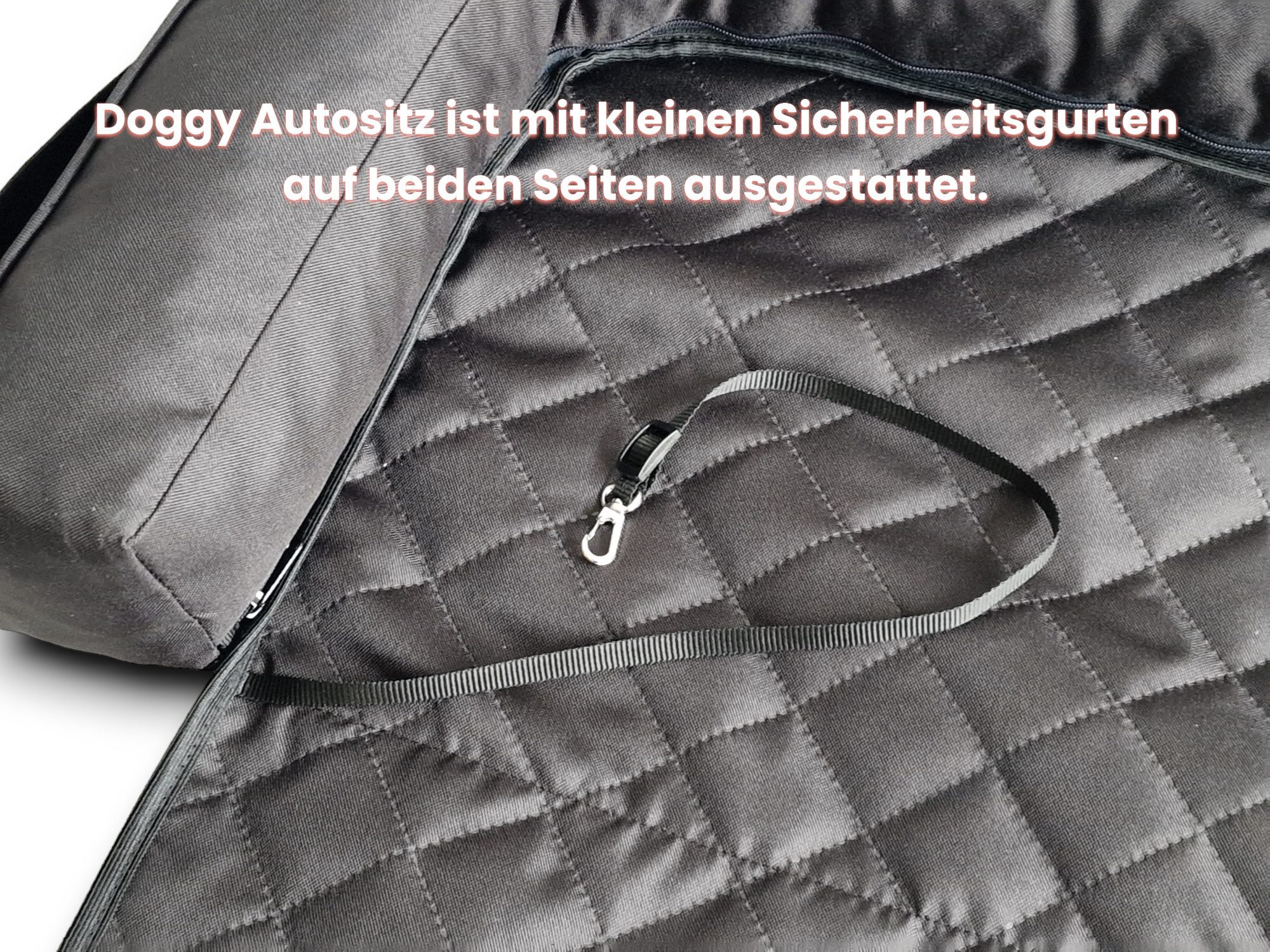 Hobbydog Tier-Autobett HOBBYDOG Kofferraum-Hundebett BACK 133x45x57 cm mit Sicherheitsgurten, Kofferraum-Hundebett aus Ekoleder mit Sicherheitsgurten, pflegeleicht