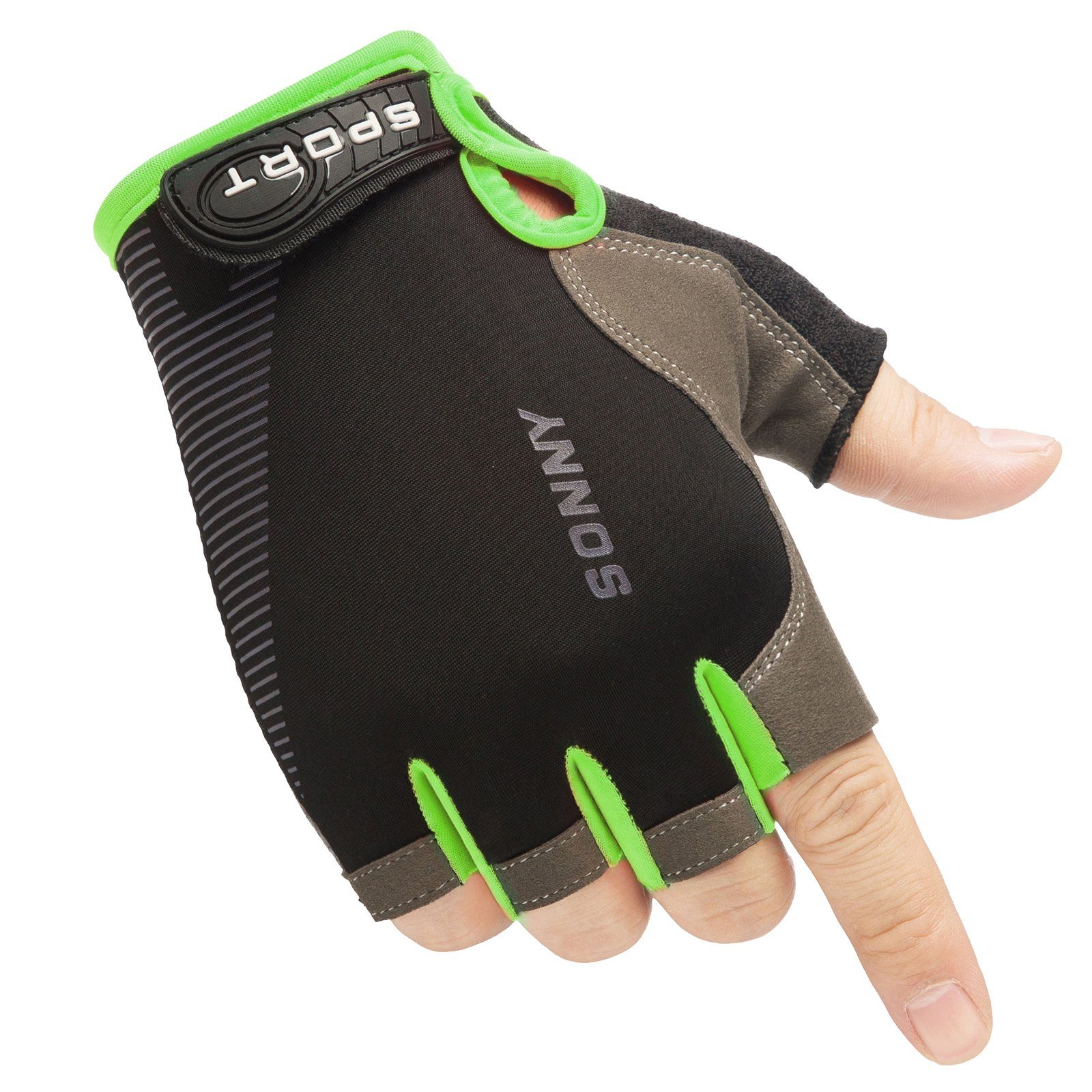 Fingerhandschuhe, UV-Sonnenschutz Angeln Sunicol Segeln Fahrradhandschuhe Atmungsaktiv, Grün Rudern Paddeln zum Halbe Wandern