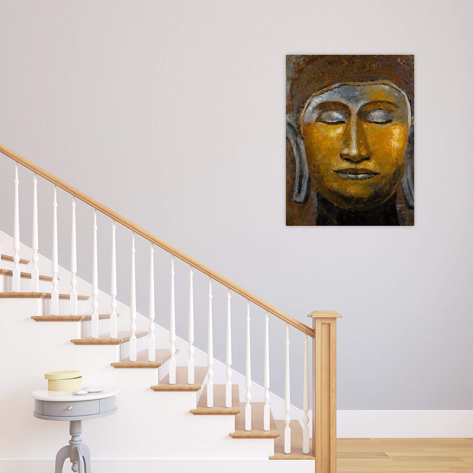 KUNSTLOFT Gemälde Inneres Leinwandbild 100% 75x100 Wohnzimmer Zen HANDGEMALT Wandbild cm