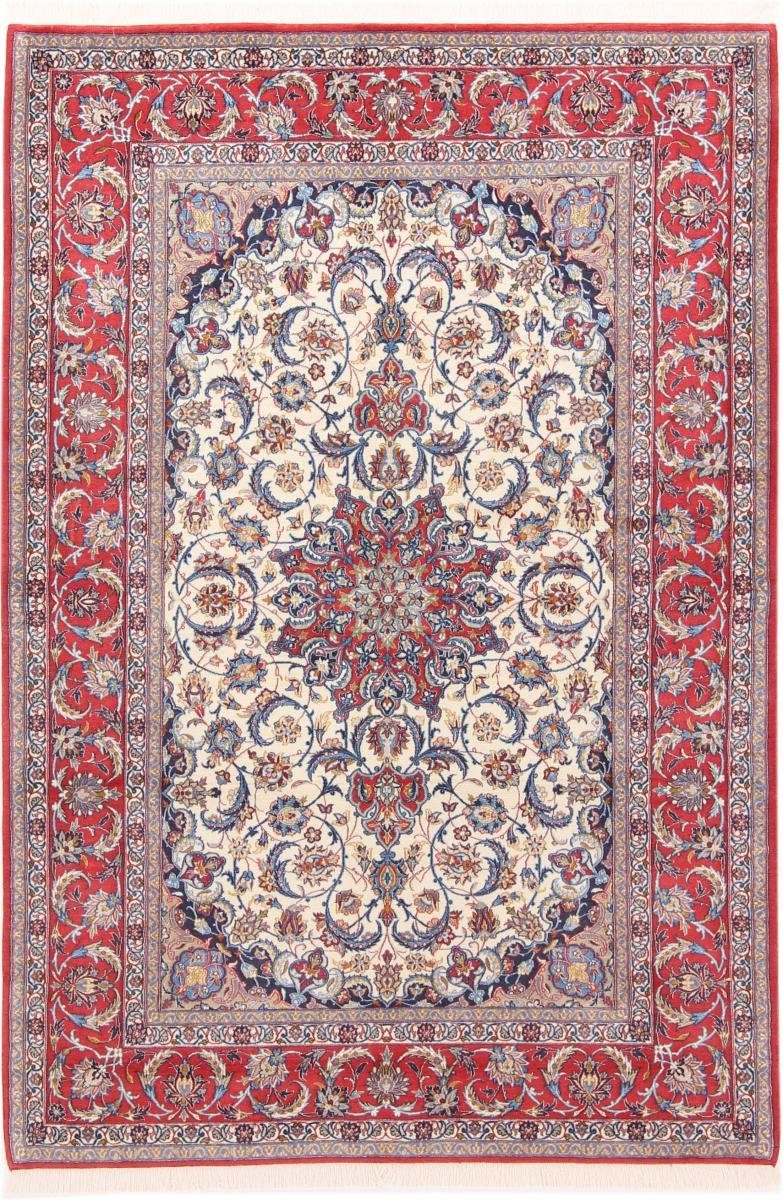 Orientteppich Isfahan Seidenkette 161x235 Handgeknüpfter Orientteppich, Nain Trading, rechteckig, Höhe: 8 mm
