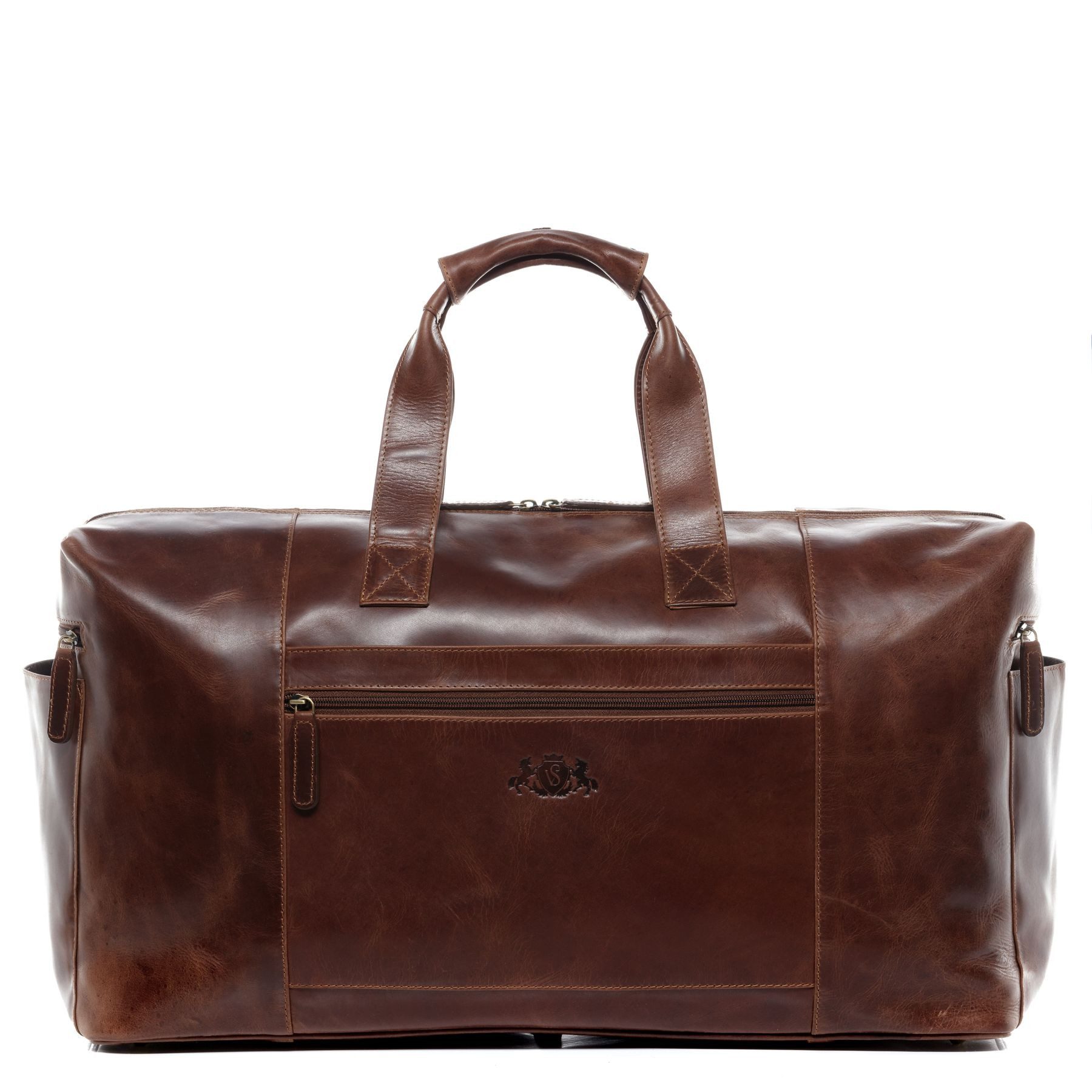 SID & VAIN Reisetasche Leder Weekender Unisex BRISTOL, Echtleder Reisegepäck für Damen & Herren, Sporttasche XL braun-cognac
