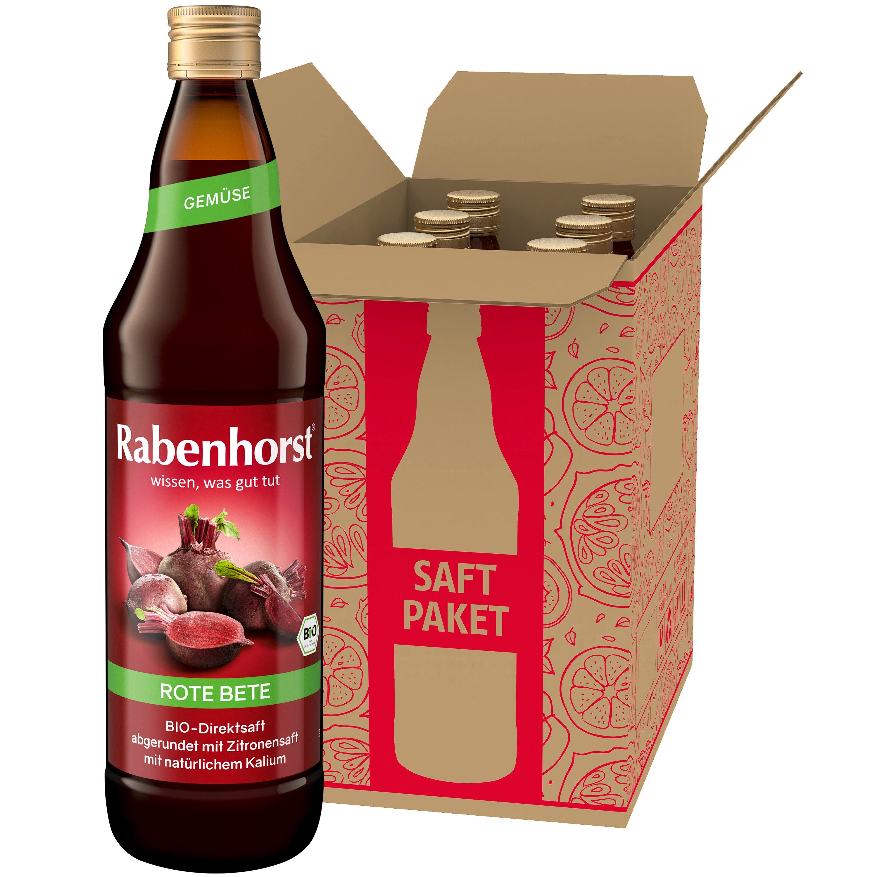 Haus Rabenhorst Saft Rabenhorst Rote Bete BIO 6er Pack (6 x 700 ml), 0,7 l, 6 St.