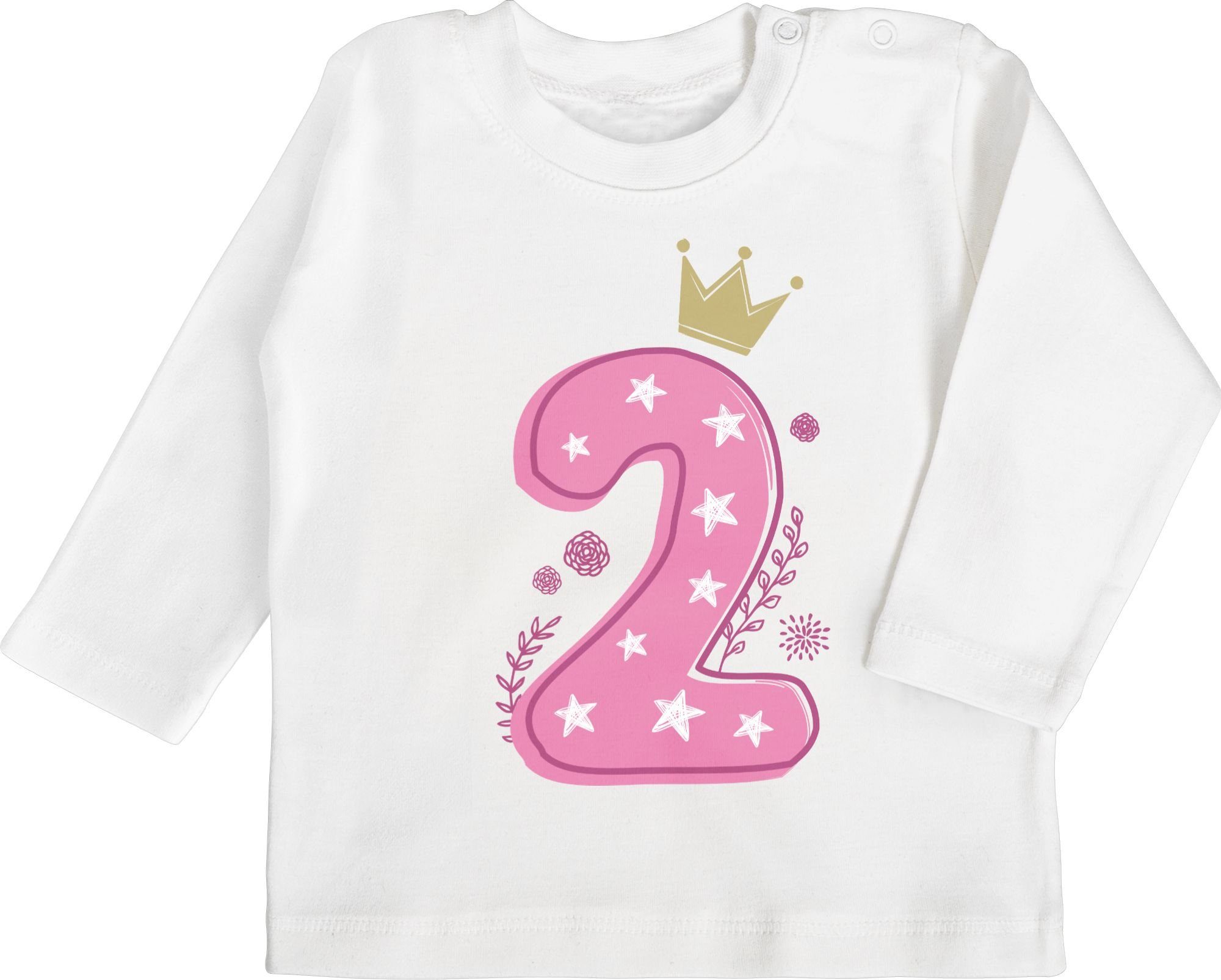 Shirtracer T-Shirt Mädchen 1 Zweiter Geburtstag Birthday 2. Weiß