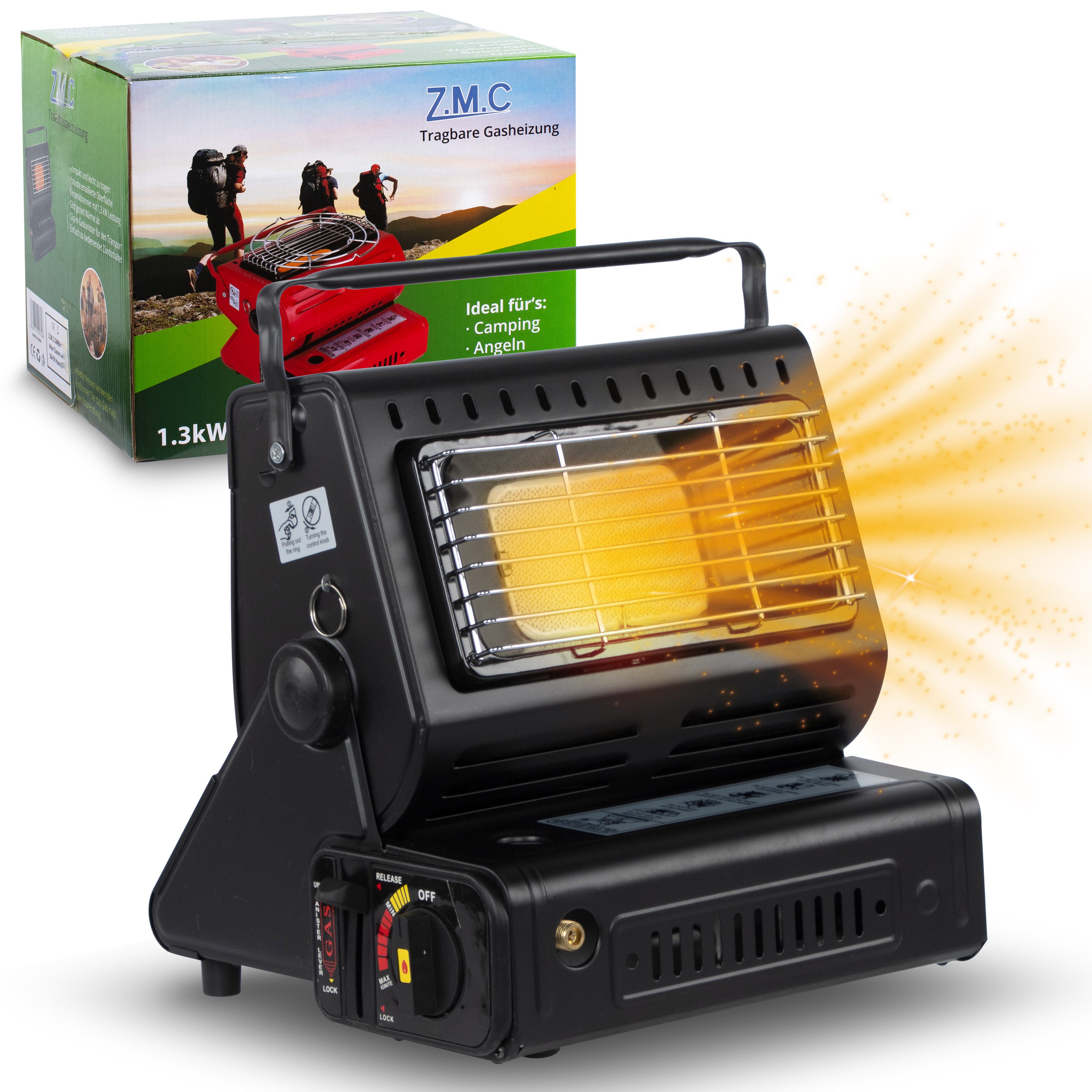 ZMC Heizstrahler 2-in-1 tragbare Gasheizung & Campingkocher 1,3 kW mit Gask günstig online kaufen