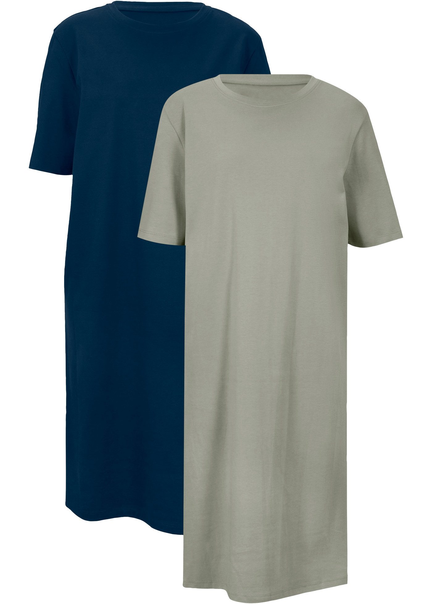 bonprix Shirtkleid (Packung, 2-tlg) für Alltag, mit Rundhalsausschnitt, Kurzarm, Oversize Passform