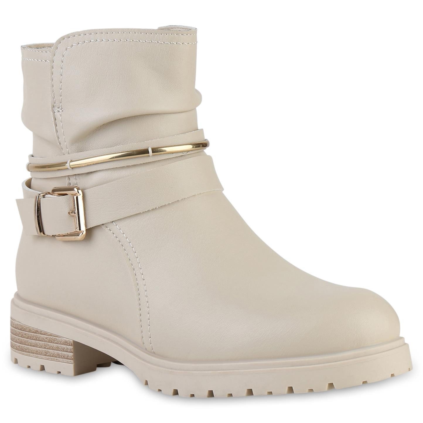 VAN HILL 841459 Bikerboots Damen Biker Boots Stiefeletten Metallic Profil-S günstig online kaufen