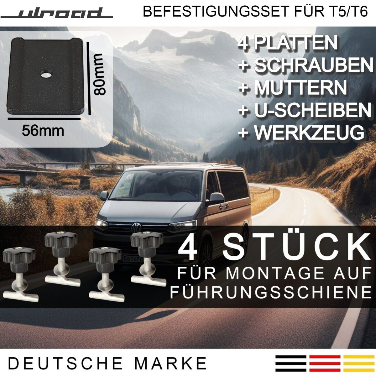 ULROAD Ladekantenschutz Schrauben Führungsschiene passend für VW T5 T6 Multivan Multiflexboard, Zubehör für VW Multivan T5, VW Multivan T6, etc., Auto Zubehör Camper Bus für Bully Bulli