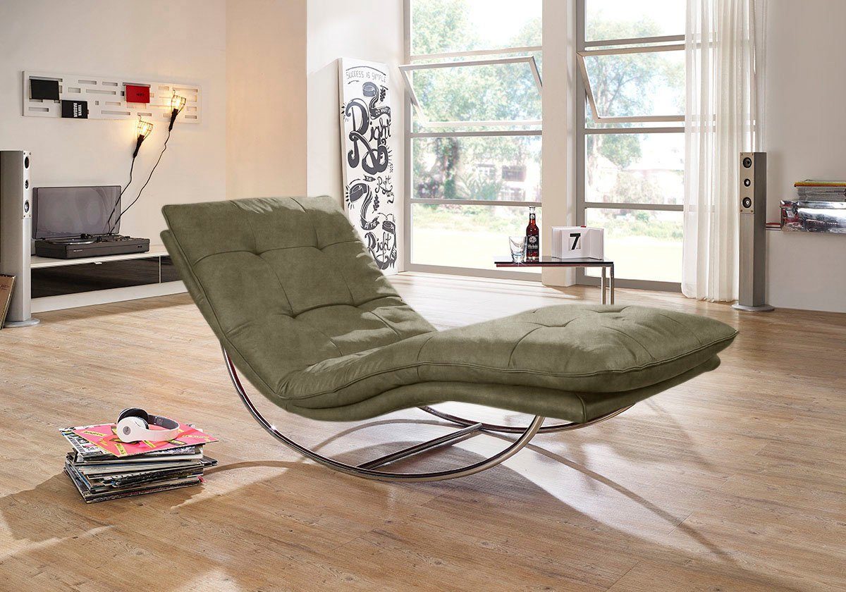 W.SCHILLIG Relaxliege daily dreams, in Waffelkissen-Optik, Schaukelgestell Chrom glänzend, in 2 Breiten