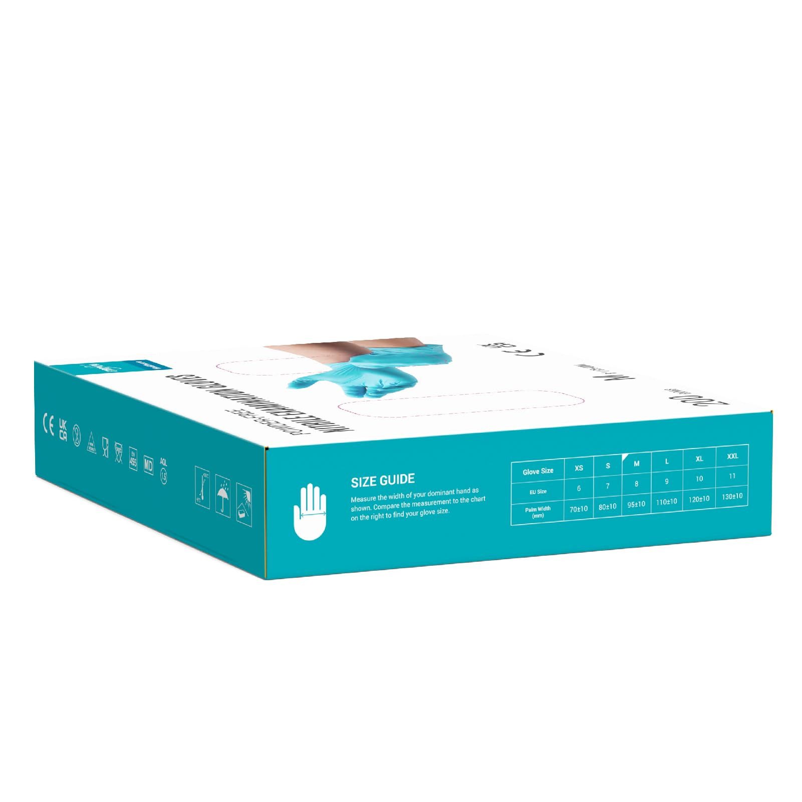 EUROPAPA Nitril-Handschuhe Medical Einmalhandschuhe Untersuchungshandschuhe (200, puderfrei ohne Latex, Gummihandschuhe, EN455 EN374) unsteril latexfrei disposible gloves