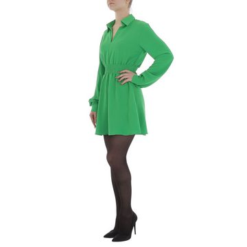 Ital-Design Minikleid Damen Party & Clubwear Chiffon Crinkle-Optik Blusenkleid in Grün
