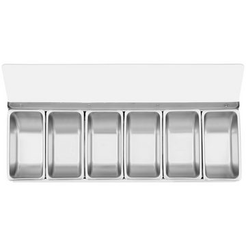 Royal Catering Aufbewahrungssystem Zutatenbehälter Aufsatzboard Zutatenbehälter Edelstahl 6 x 0,4 l mit, Edelstahl, Kunststoff (Polypropylen)