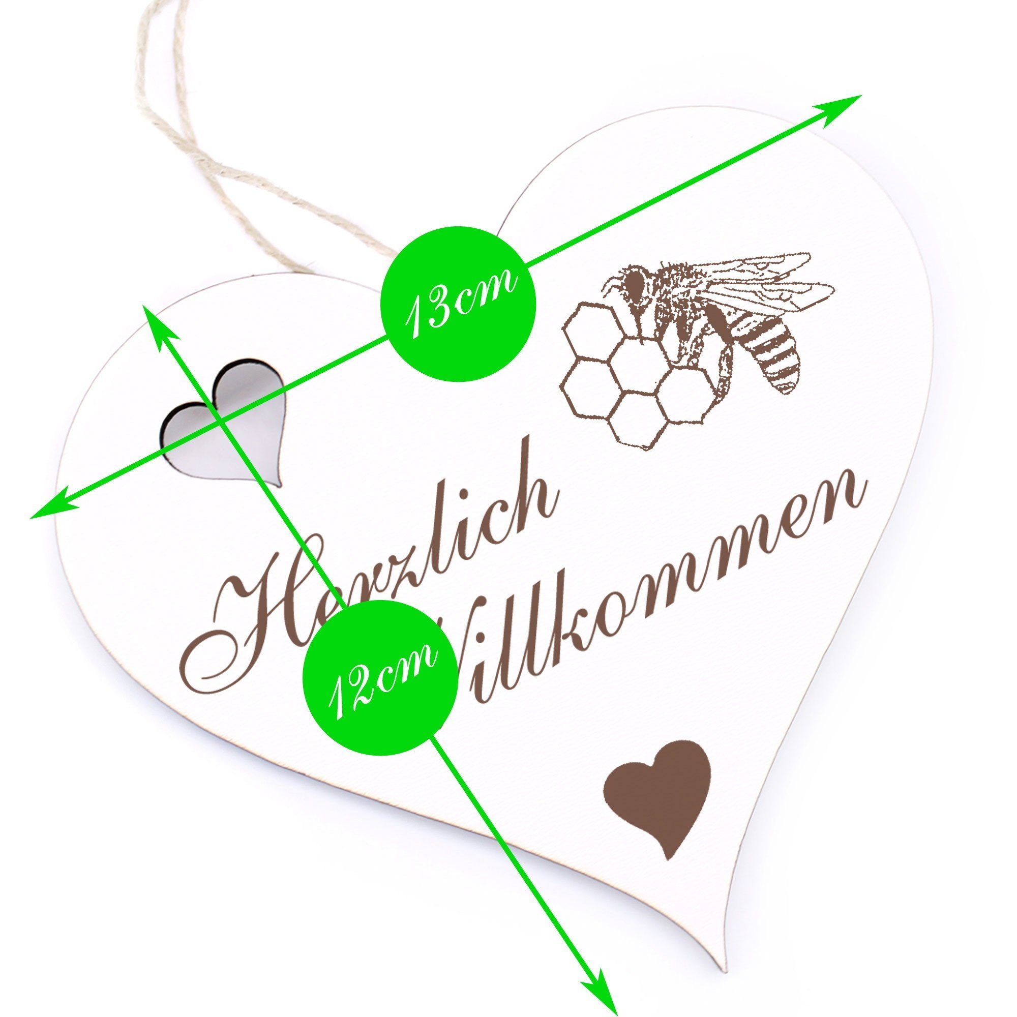 Dekolando Willkommen mit Wabe Herzlich Biene - 13x12cm Hängedekoration -