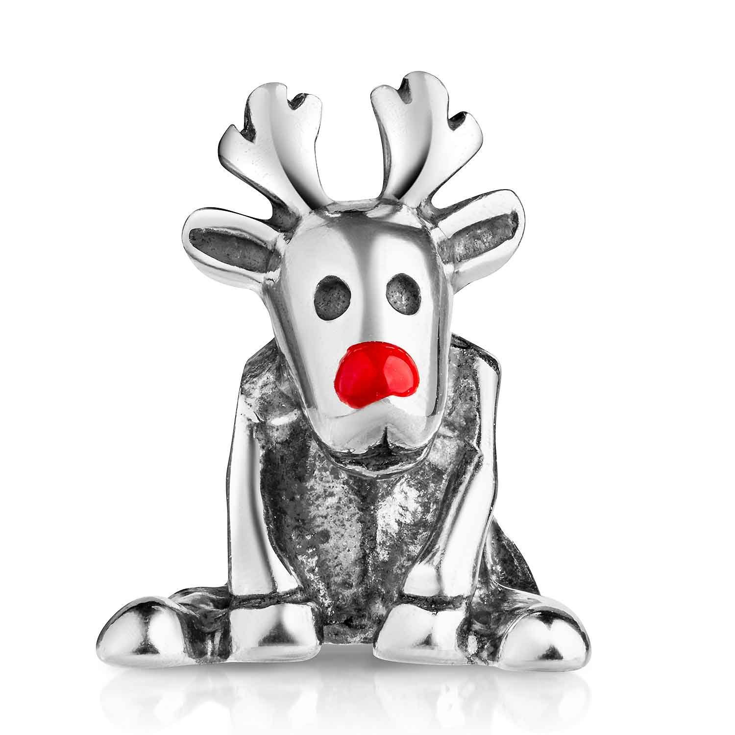 Materia Bead Rentier Rote Nase Weihnachten Charm mit Emaille 935, 925 Sterling Silber | Beads
